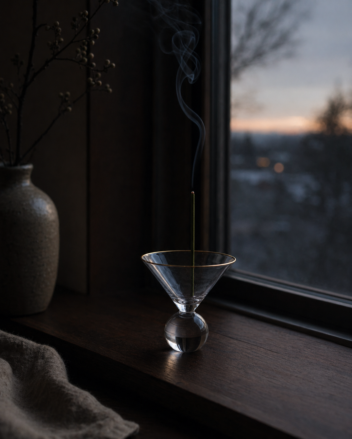Gold Rim Glass Incense Holder
