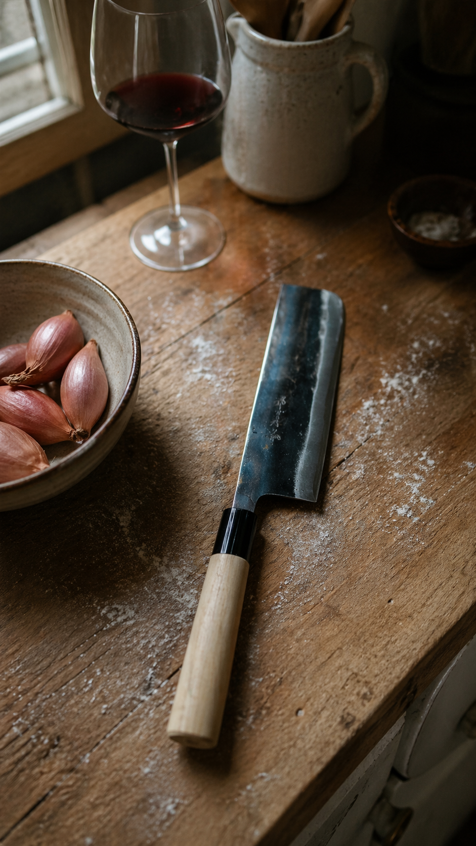 Japanese Nakiri Knife 165mm Kurouchi Finish