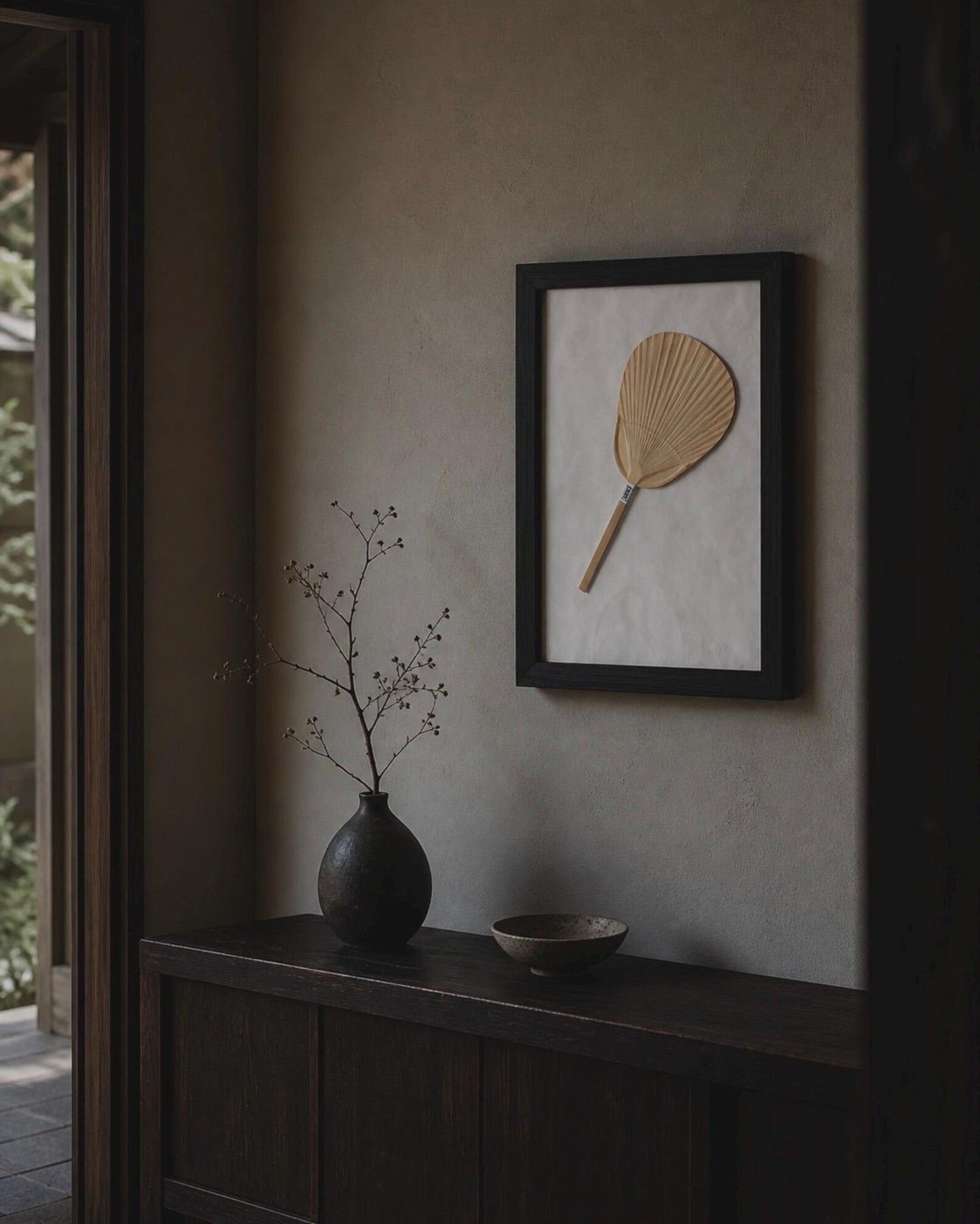 Framed Kakishibu Uchiwa Wall Art