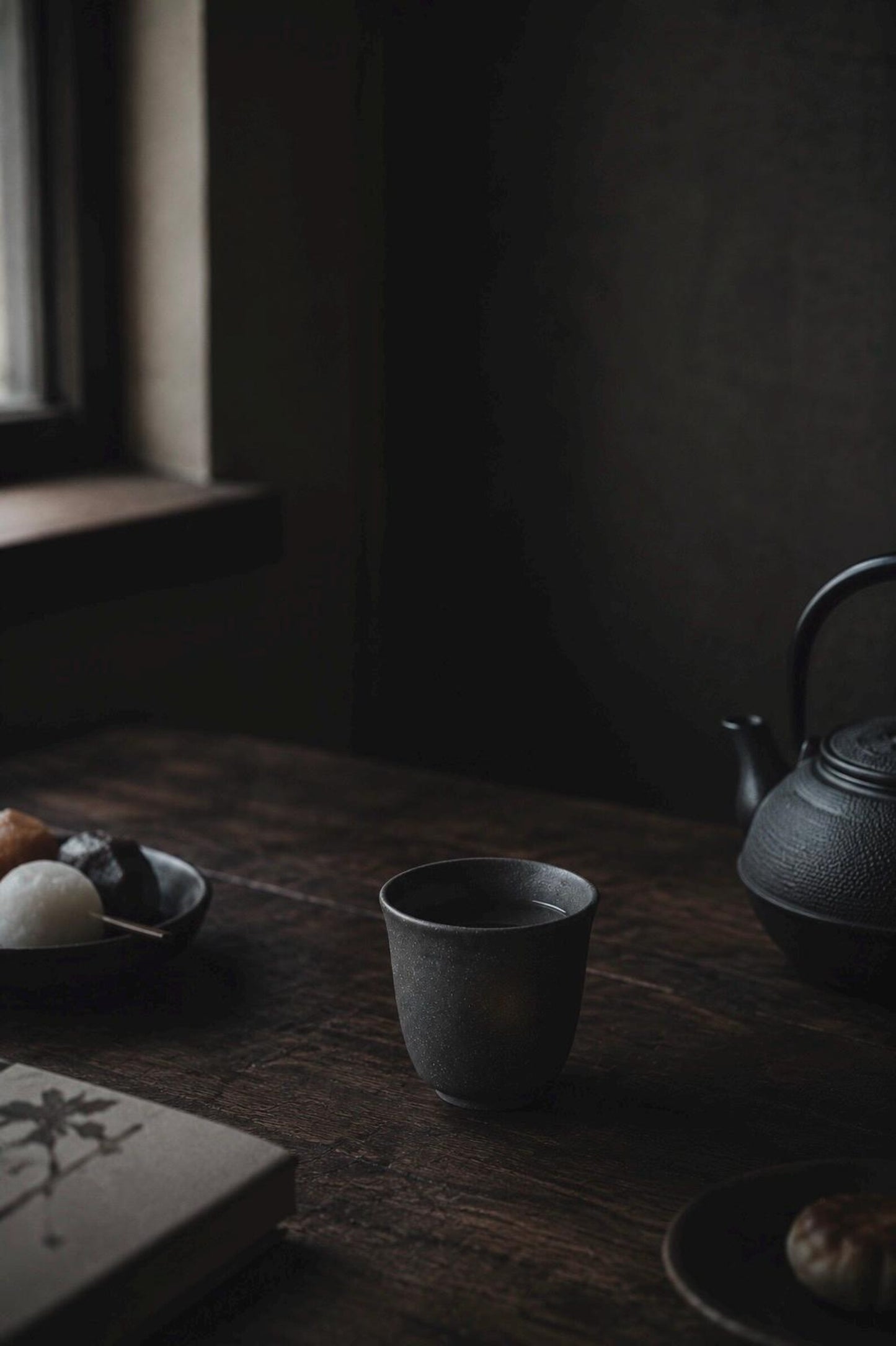 Japanese Black Bizen Yunomi Tea Cup