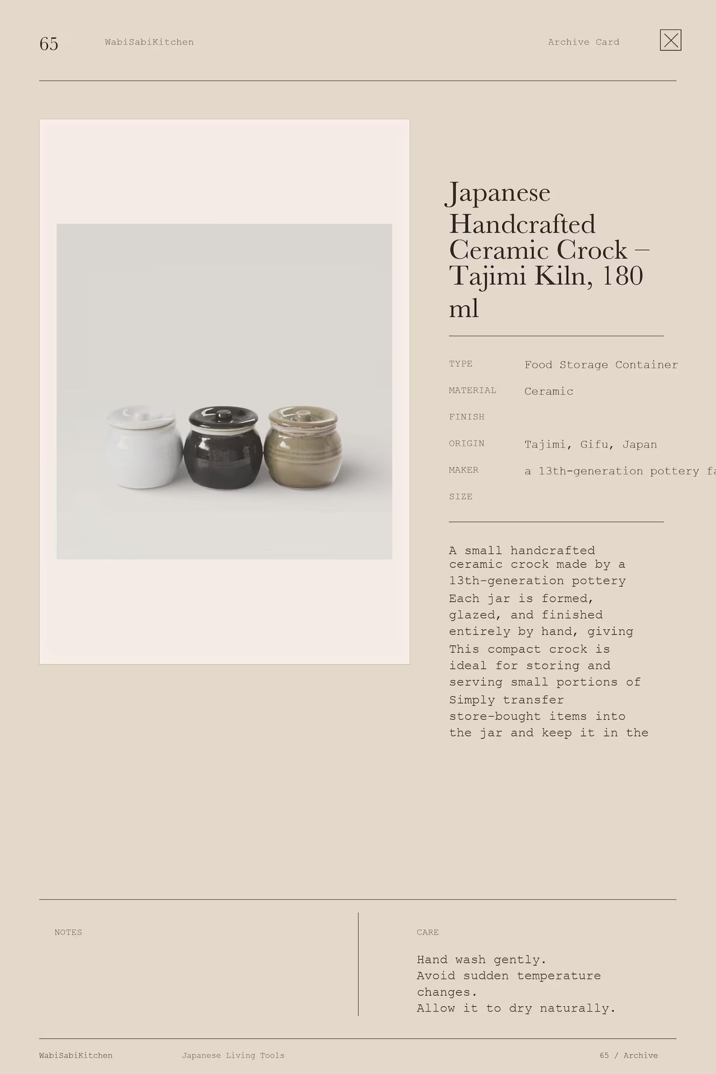 Japanese Handcrafted Ceramic Crock – Tajimi Kiln, 180 ml