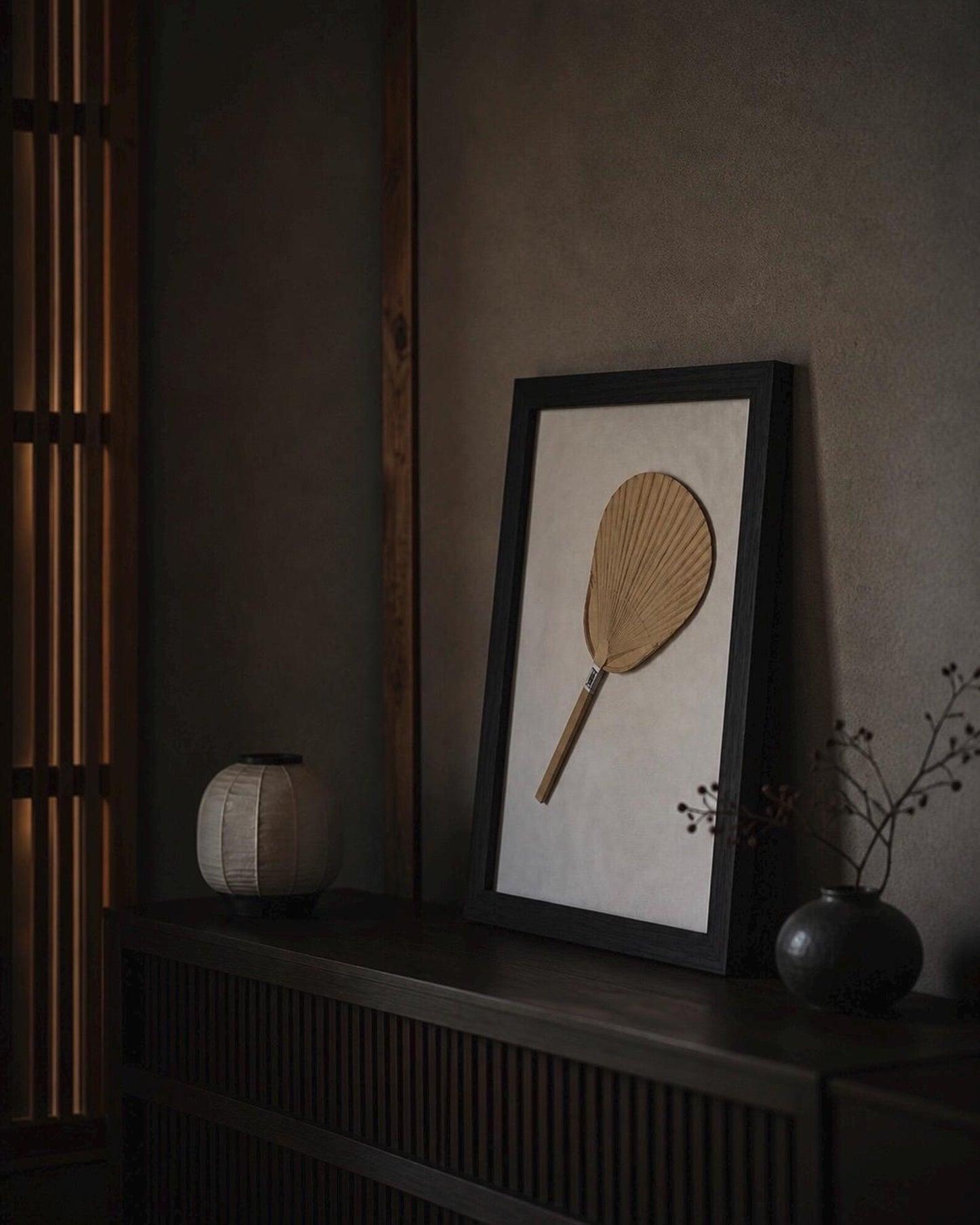 Framed Kakishibu Uchiwa Wall Art