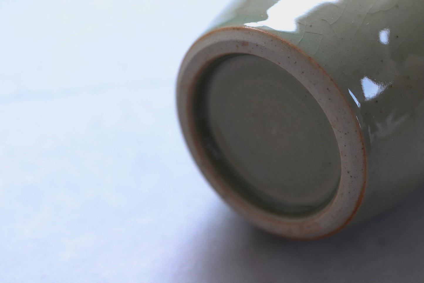 Japanese Celadon Bud Vase | Artist-Signed Tokkuri Style | Crackle Glaze | Wabi-Sabi Decor | Handmade in Japan