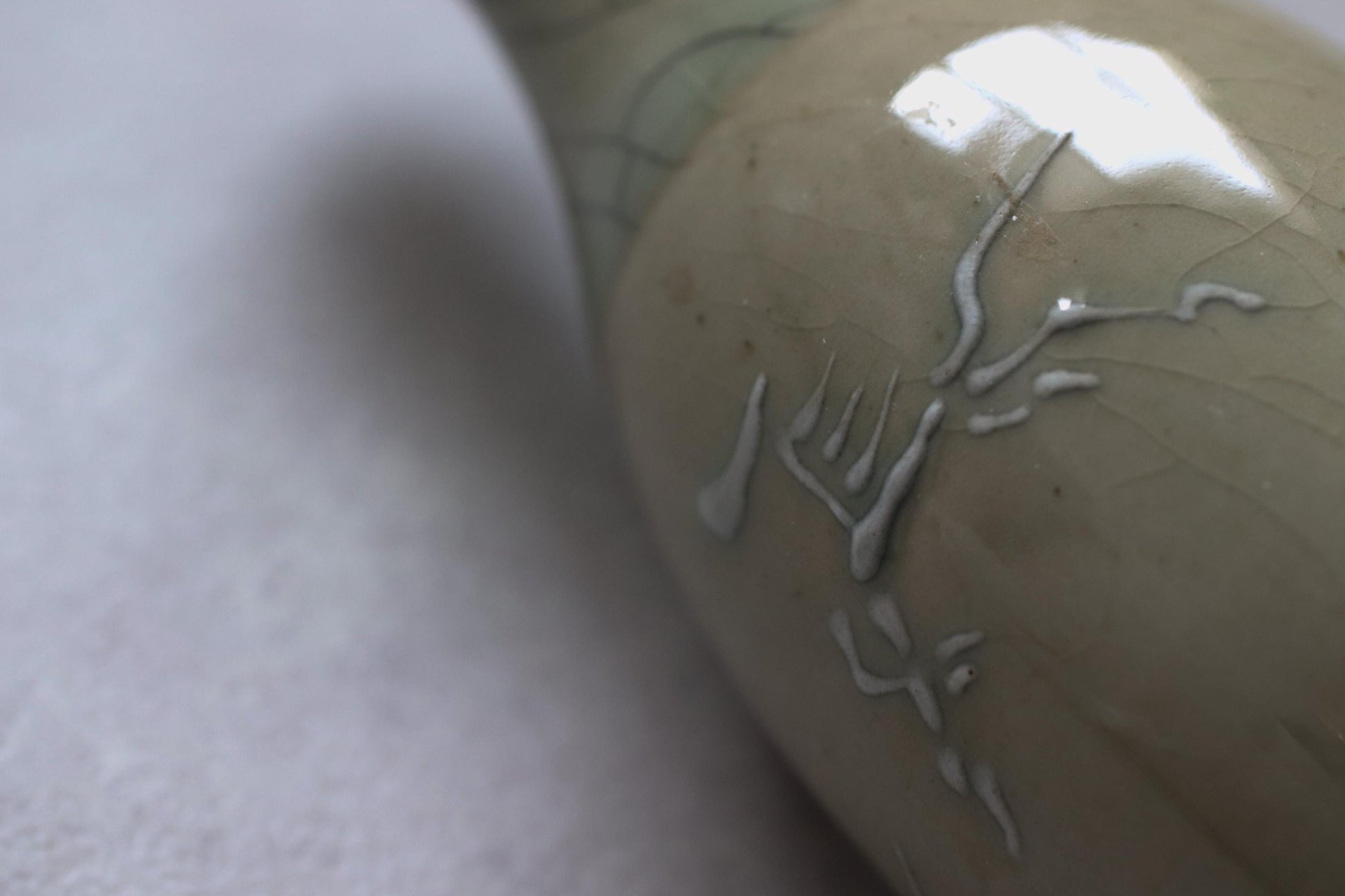 Japanese Celadon Bud Vase | Artist-Signed Tokkuri Style | Crackle Glaze | Wabi-Sabi Decor | Handmade in Japan