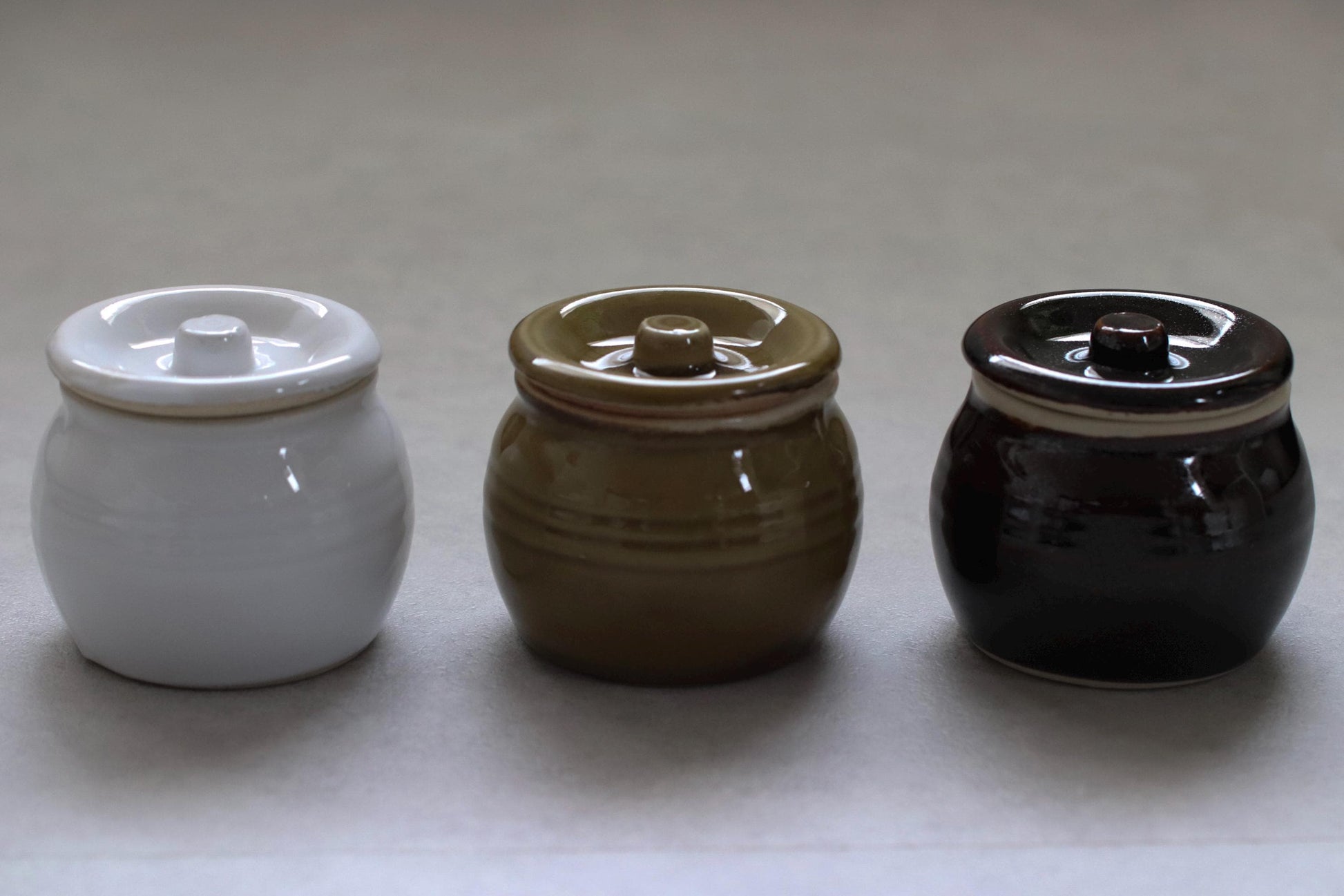 Japanese Ceramic Pickle Jar with Lid | Handmade Miso Pot | Traditional Tajimi Ware | Small Fermentation Crock | Olive / White /Brown |180ml
