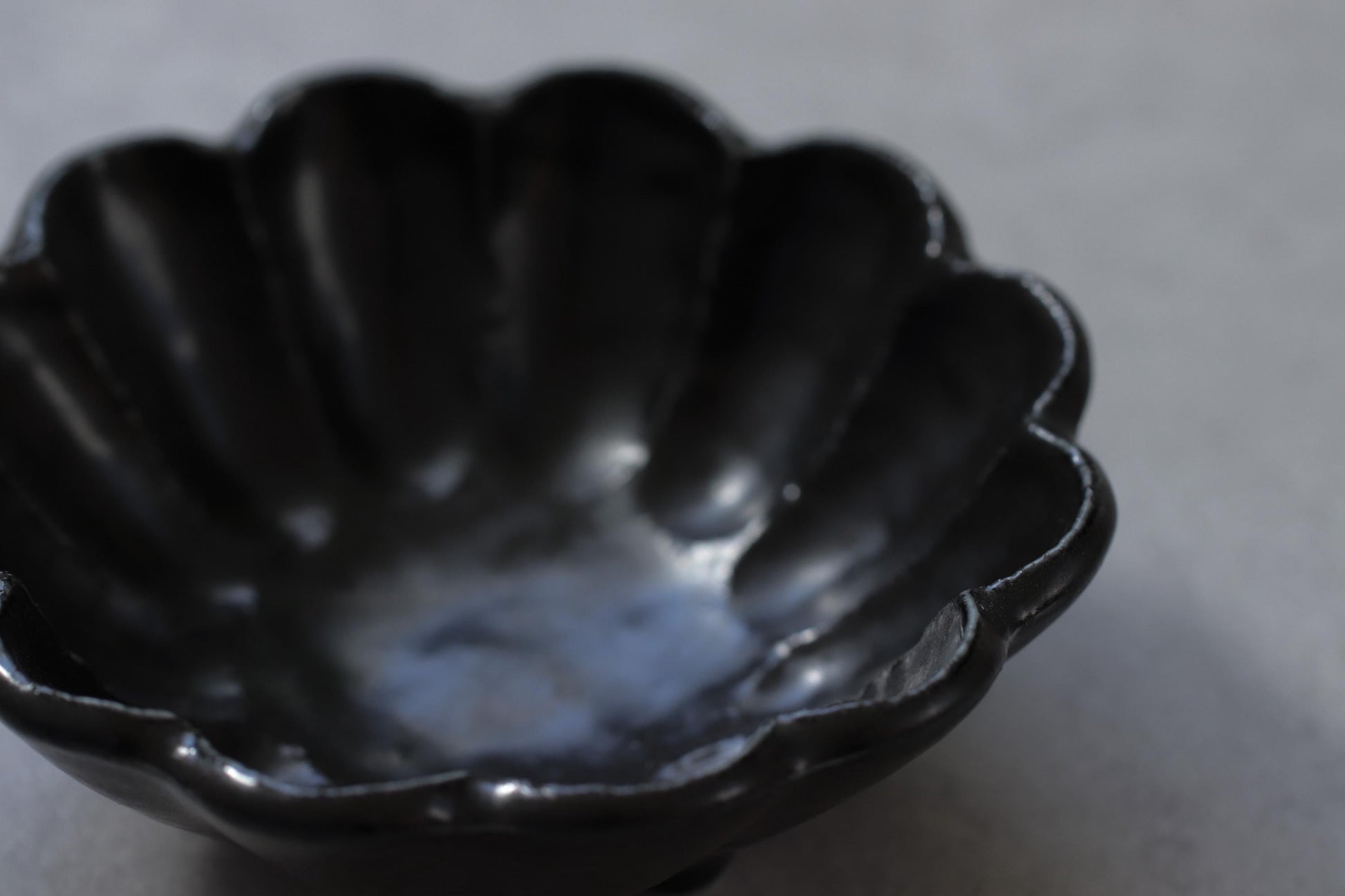 Black Rinka Flower Bowl | Japanese Ceramic Bowl | Small 8cm / Large 12cm | Wabi-Sabi Minimalist Tableware | Made in Toki Gifu Japan