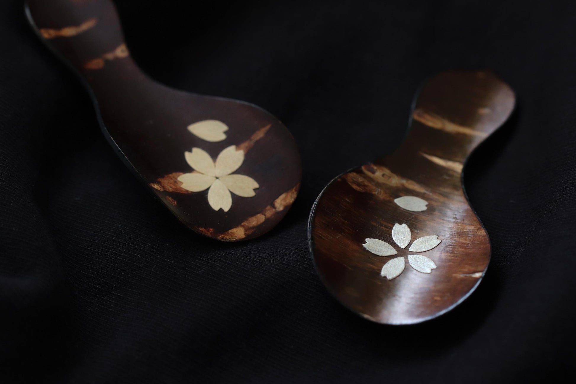 Japanese Cherry Bark Tea Scoop | Sakura Inlay Tea Spoon | Handmade Japanese Tea Utensil | Wooden Matcha Scoop | Zen Tea Gift