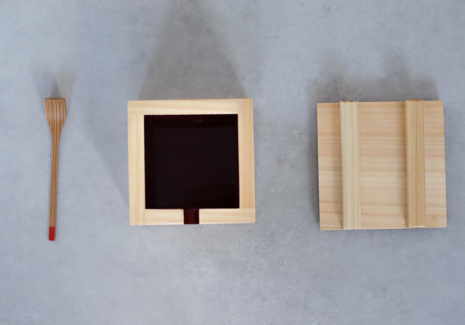 Japanese Hinoki Masu Condiment Box with Bamboo Spoon Wooden Spice Container Made in Japan
