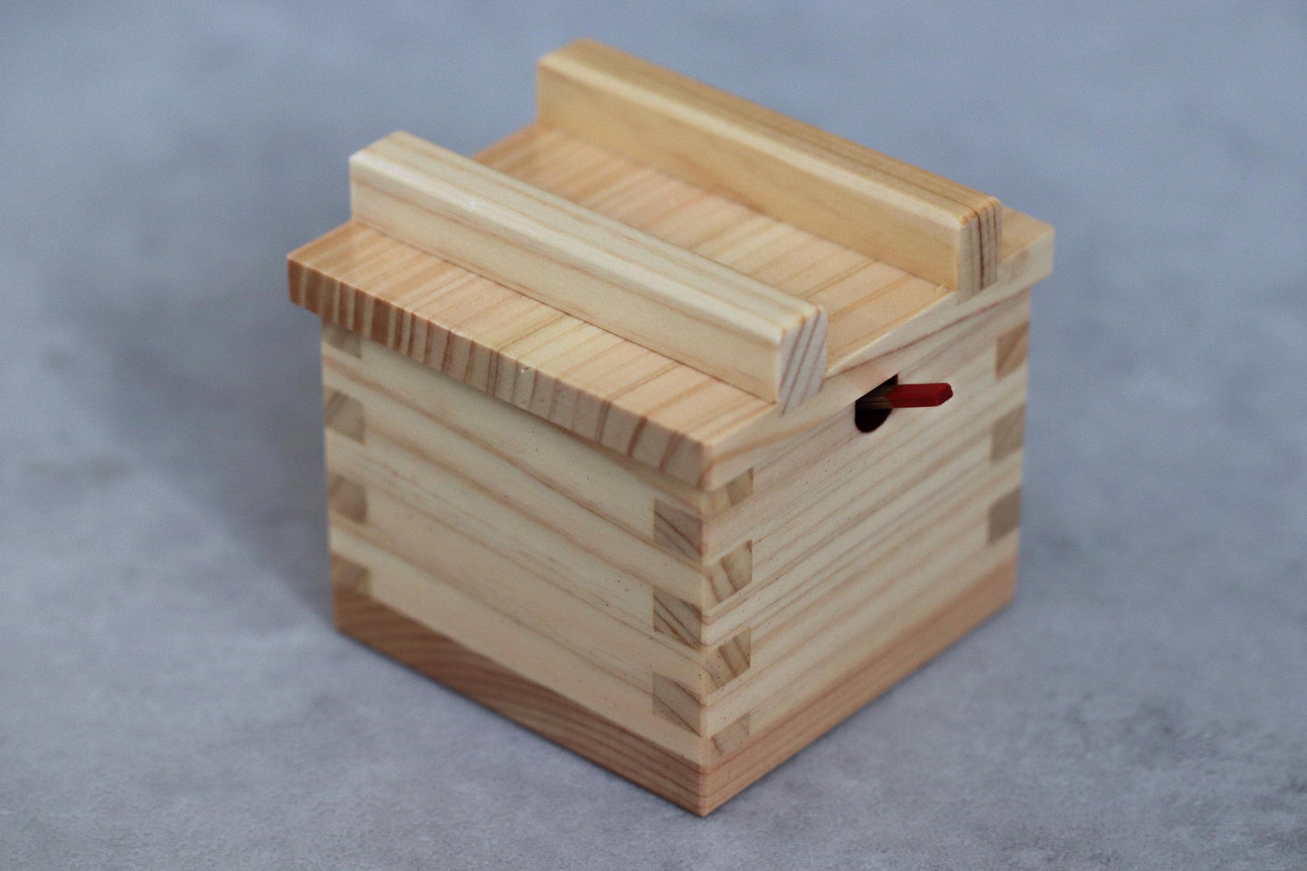 Japanese Hinoki Masu Condiment Box with Bamboo Spoon Wooden Spice Container Made in Japan