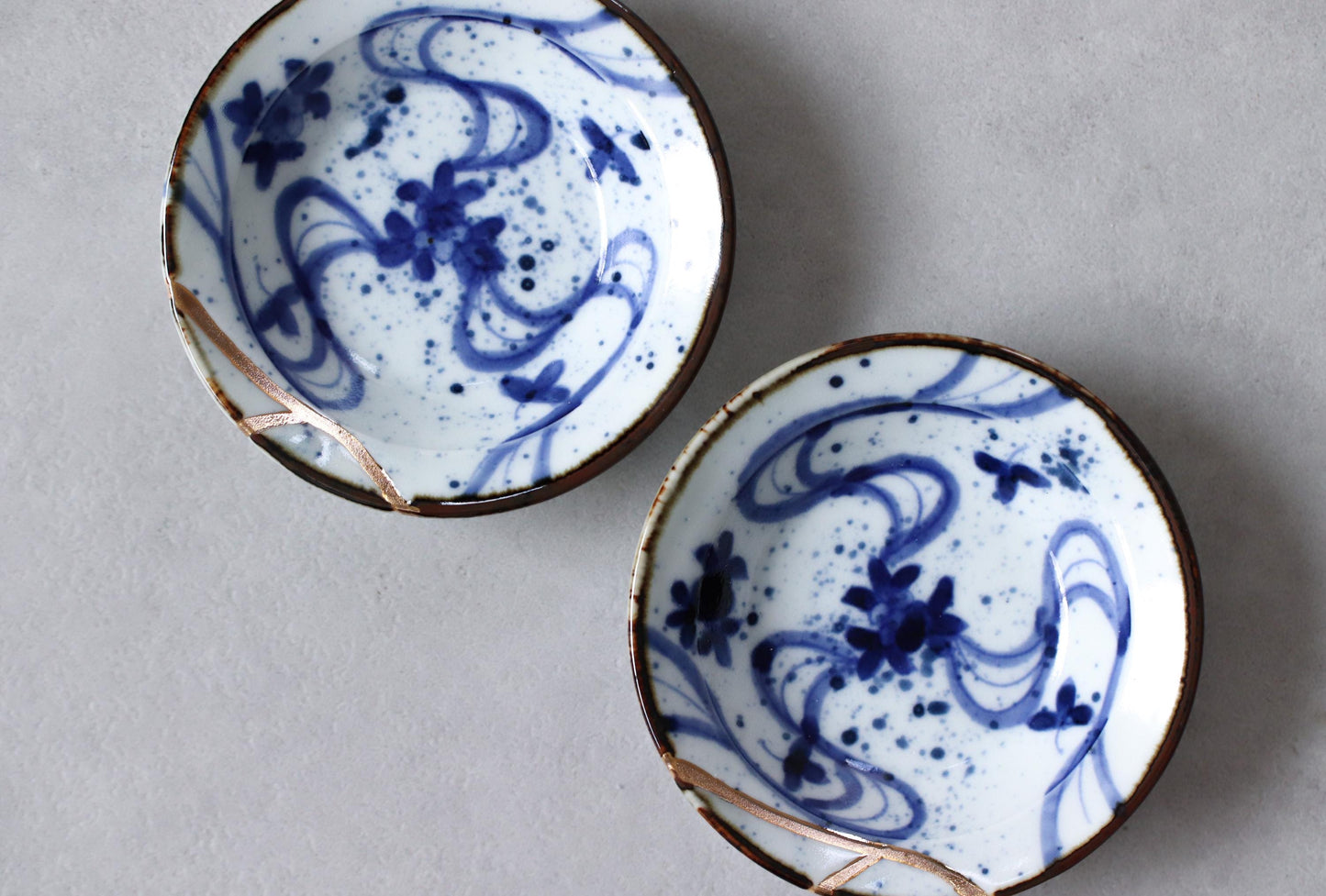 Kintsugi Inspired Imari Porcelain Plate, Hand Painted Japanese Small Dish, Blue and Gold Side Plate, Made in Japan Wabi Sabi Tableware