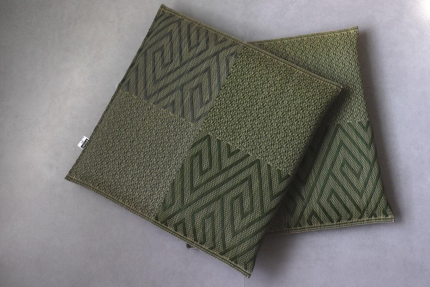 2-Piece Igusa Tatami Cushion Set | Authentic Japanese Woven Zabuton | Minimalist Green Floor Decor | Made in Japan