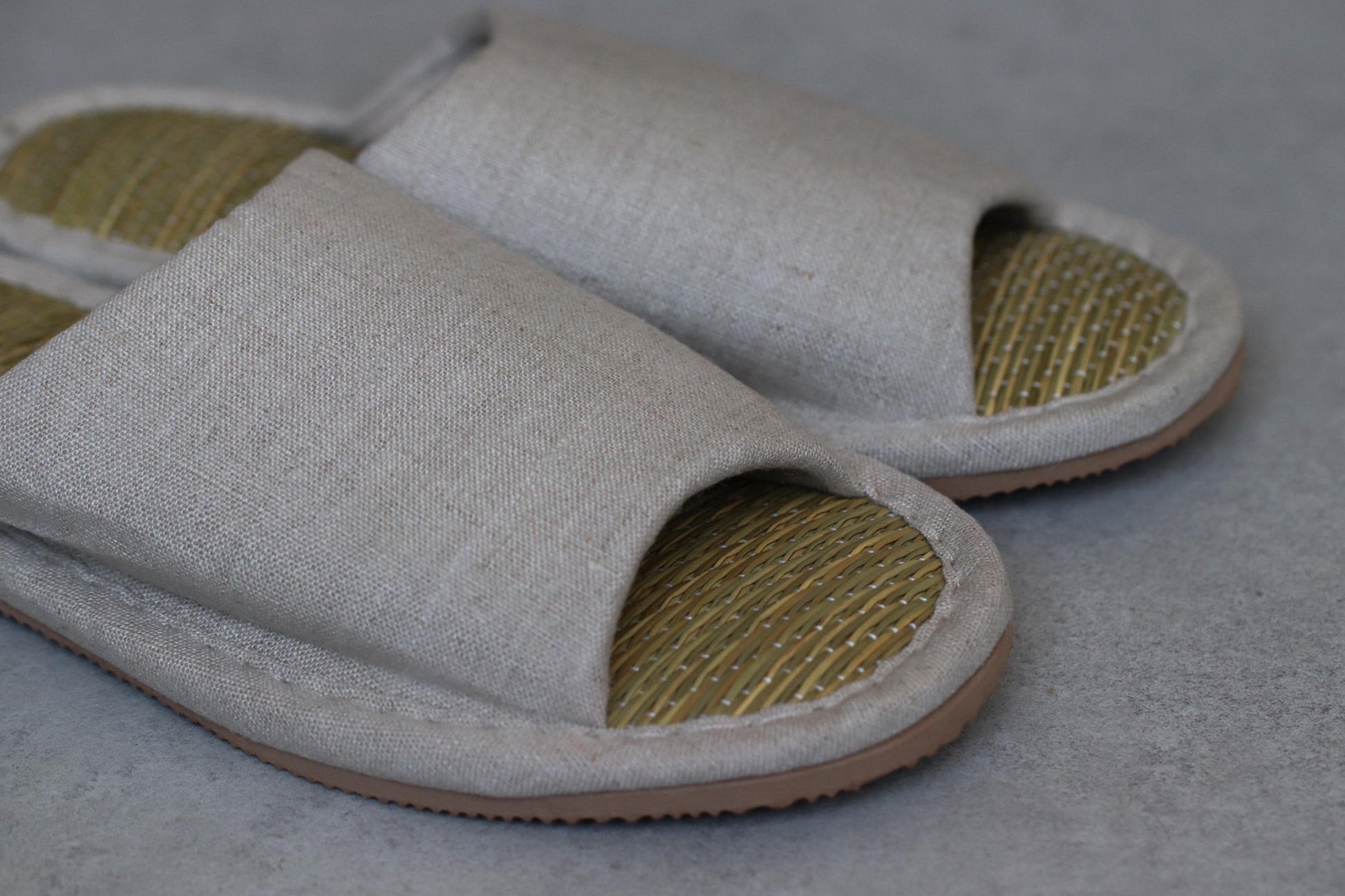 Japanese Igusa Slippers XL / Natural Tatami Sandals / Breathable Summer House Shoes / Anti-Slip EVA Sole