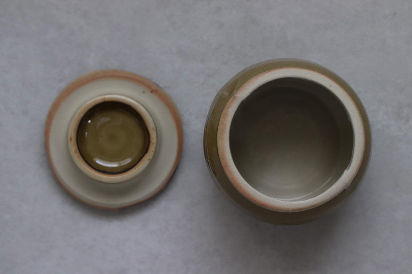 Japanese Ceramic Pickle Jar with Lid | Handmade Miso Pot | Traditional Tajimi Ware | Small Fermentation Crock | Olive / White /Brown |180ml