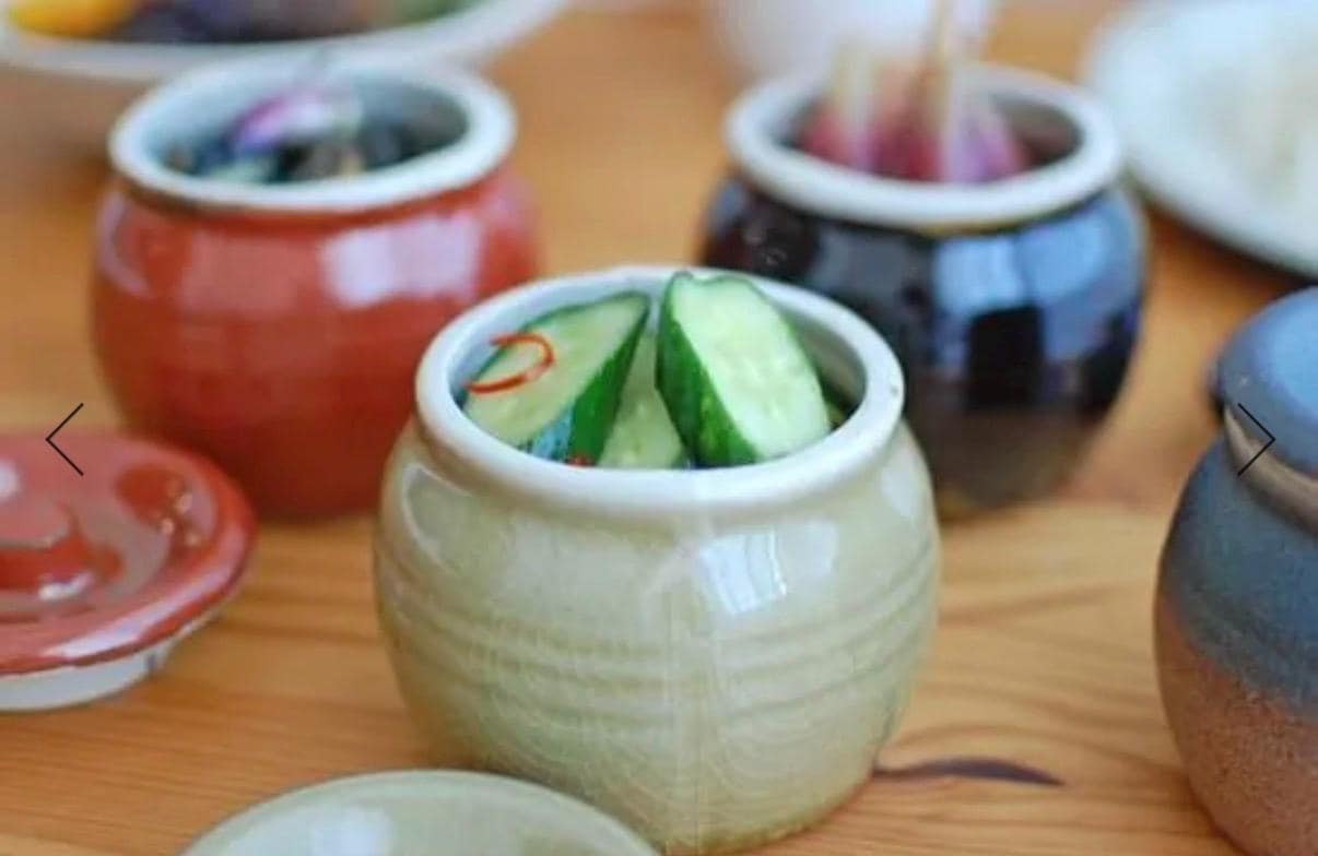 Japanese Ceramic Pickle Jar with Lid | Handmade Miso Pot | Traditional Tajimi Ware | Small Fermentation Crock | Olive / White /Brown |180ml