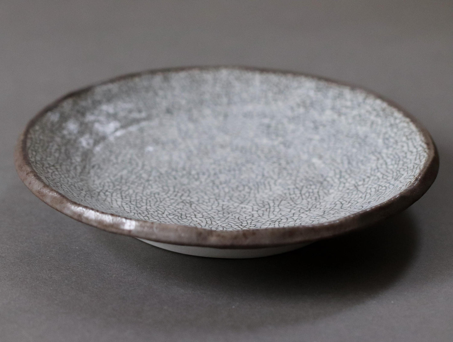 Crackle Glaze Japanese Plate, Handmade Mino Ware Ceramic Dish, Rustic Wabi Sabi Dinner Plate, Hand Formed Pottery Made in Japan