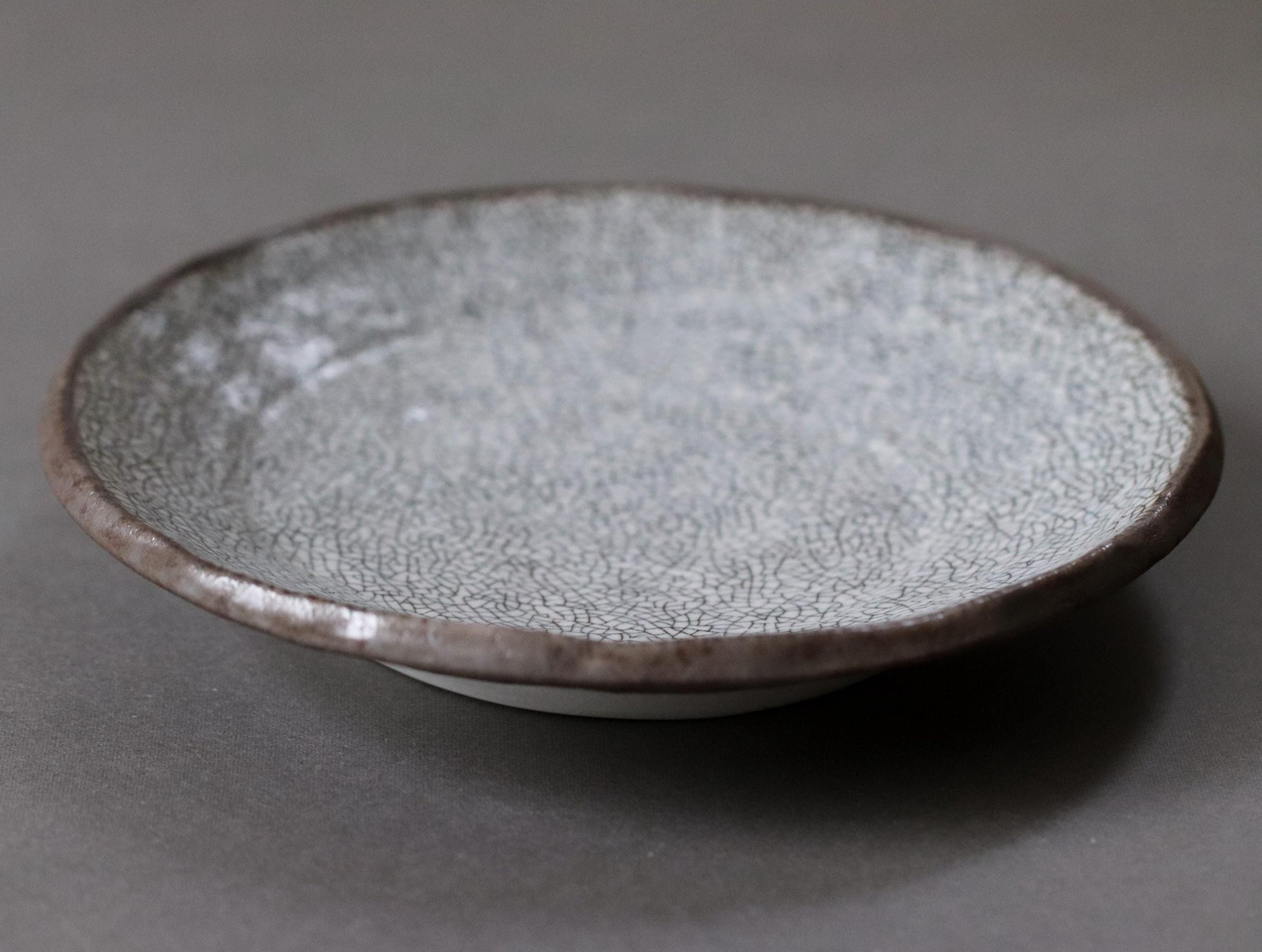 Crackle Glaze Japanese Plate, Handmade Mino Ware Ceramic Dish, Rustic Wabi Sabi Dinner Plate, Hand Formed Pottery Made in Japan