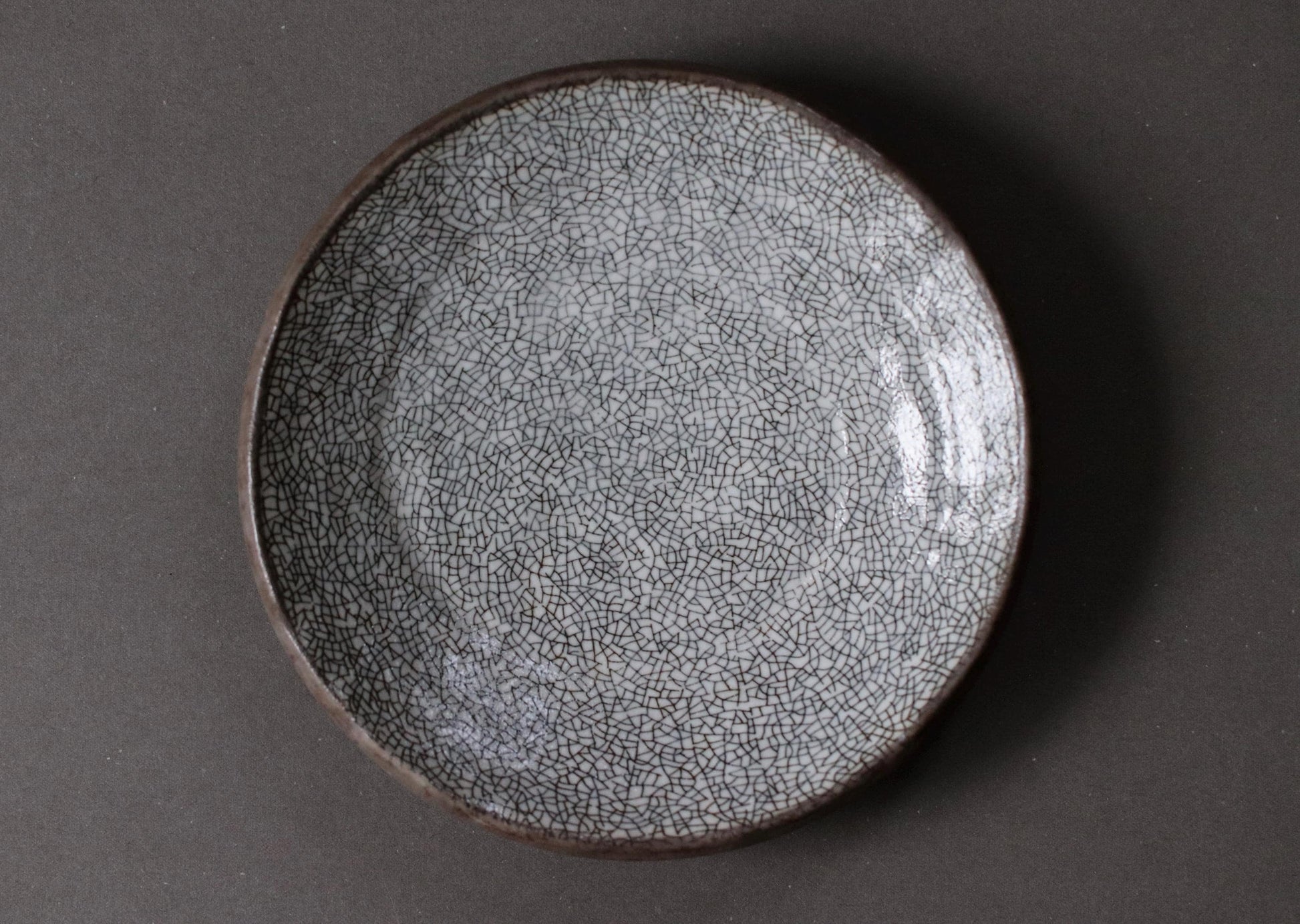 Crackle Glaze Japanese Plate, Handmade Mino Ware Ceramic Dish, Rustic Wabi Sabi Dinner Plate, Hand Formed Pottery Made in Japan