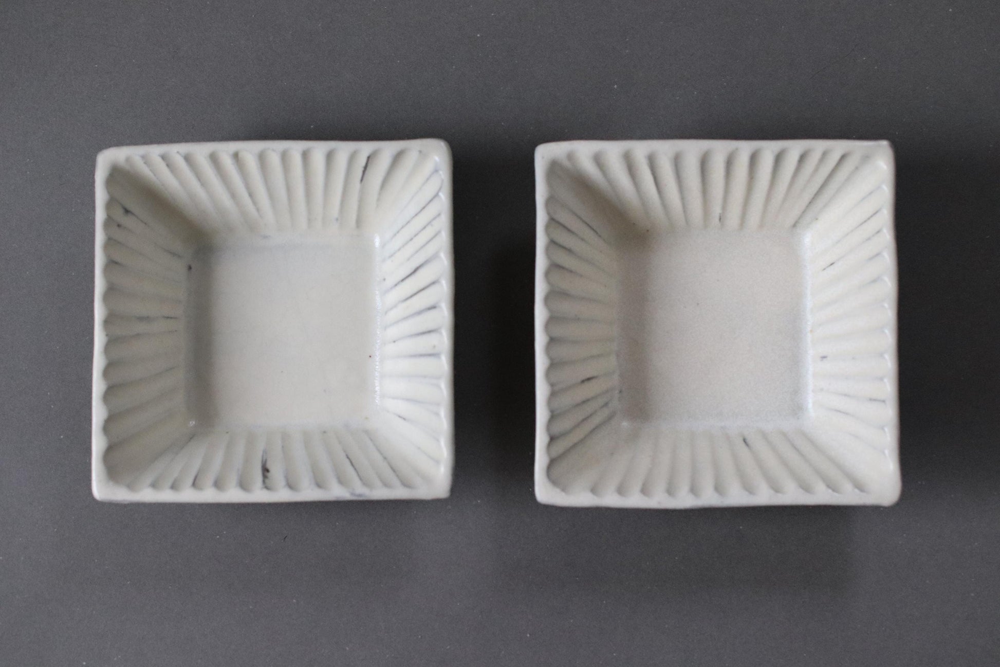 Set of 2 – Mashiko-yaki Square Plates by Naoki Yoshizawa | Discontinued Japanese Ceramic | White Glazed Artisan Dish | Wabi-Sabi Tableware