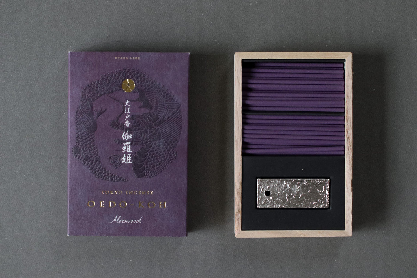 Nippon Kodo Oedo-koh Kyara-hime Incense | Aloeswood Scent | 60 Sticks with Incense Holder | Made in Japan