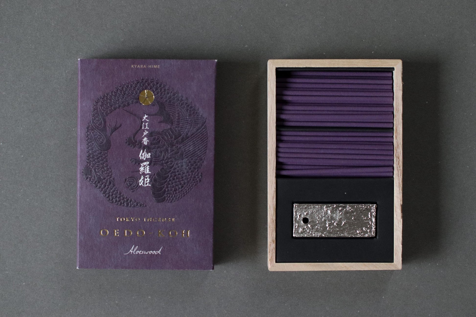 Nippon Kodo Oedo-koh Kyara-hime Incense | Aloeswood Scent | 60 Sticks with Incense Holder | Made in Japan