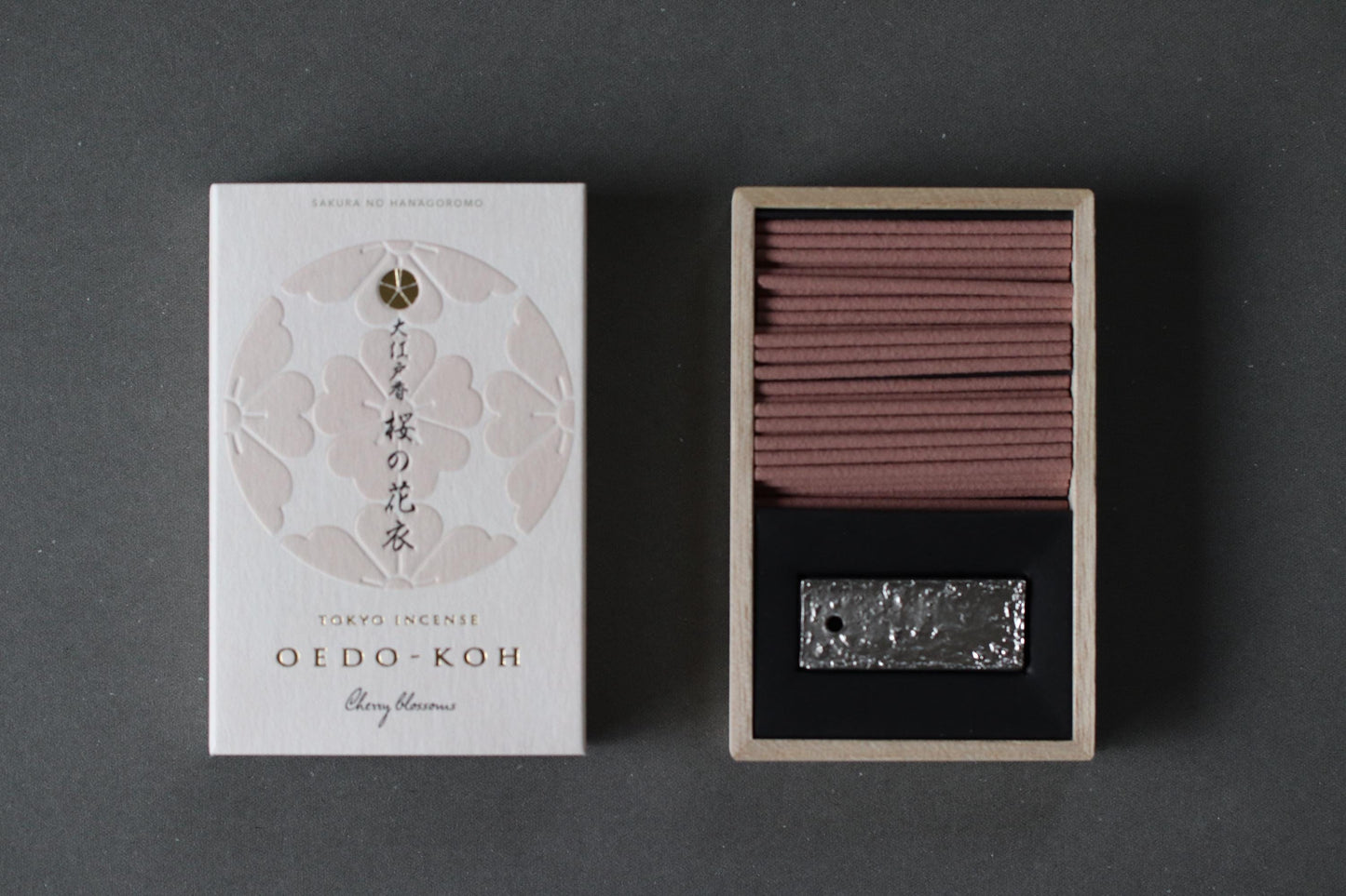 Nippon Kodo Oedo-koh Sakura no Hana-goromo Incense | Cherry Blossom Scent | 60 Sticks with Incense Holder | Made in Japan