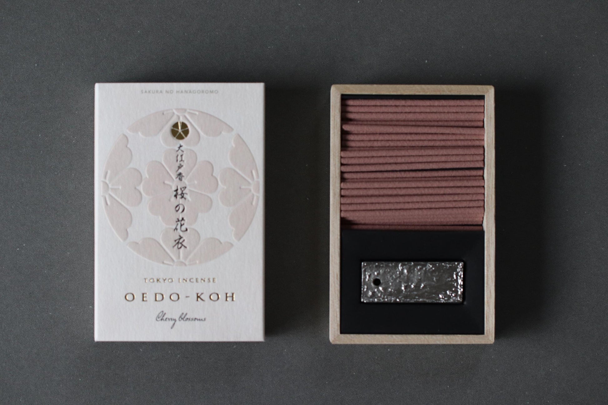 Nippon Kodo Oedo-koh Sakura no Hana-goromo Incense | Cherry Blossom Scent | 60 Sticks with Incense Holder | Made in Japan