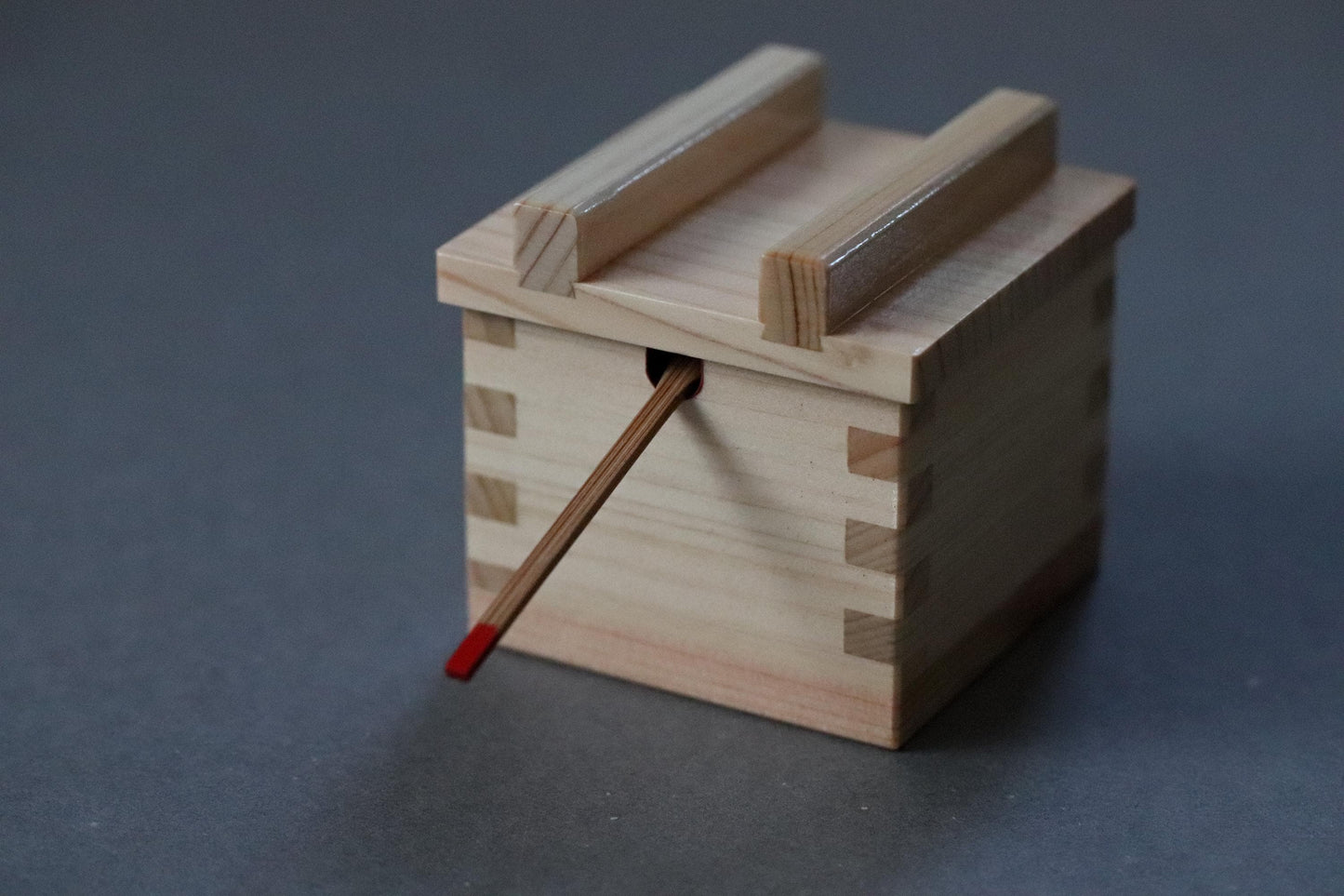 Japanese Hinoki Masu Condiment Box with Bamboo Spoon Wooden Spice Container Made in Japan