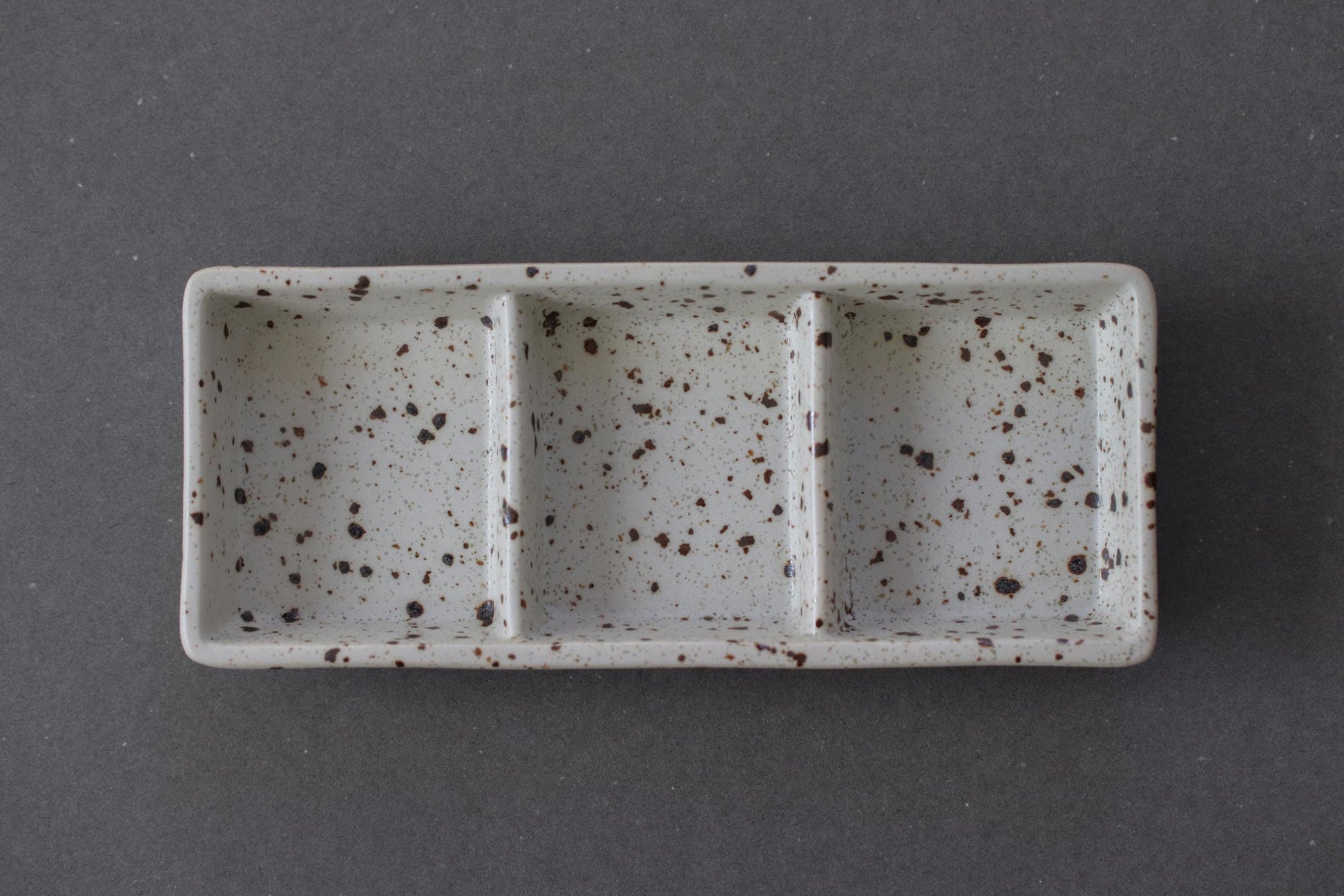 Japanese Mino Ware 3-Compartment Dish | Minimal White Speckled Plate | Made in Japan