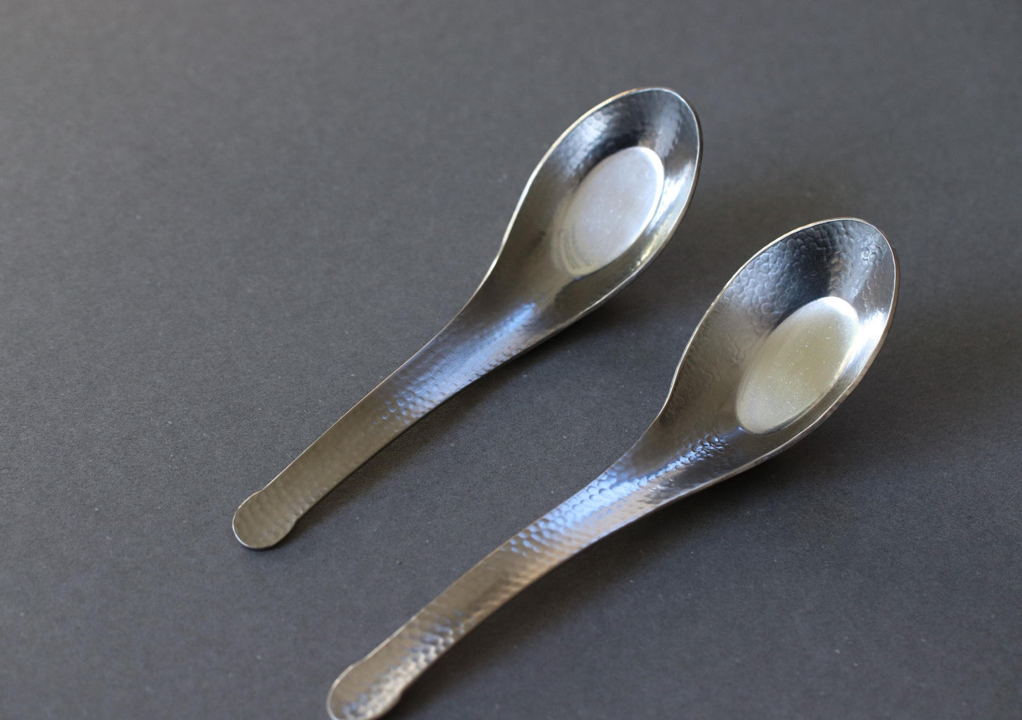 Japanese Stainless Steel Ramen Spoon, Hammered Finish Chinese Soup Spoon, Tsubame Sanjo Made Kitchen Utensil, Modern Wabi Sabi Cutlery