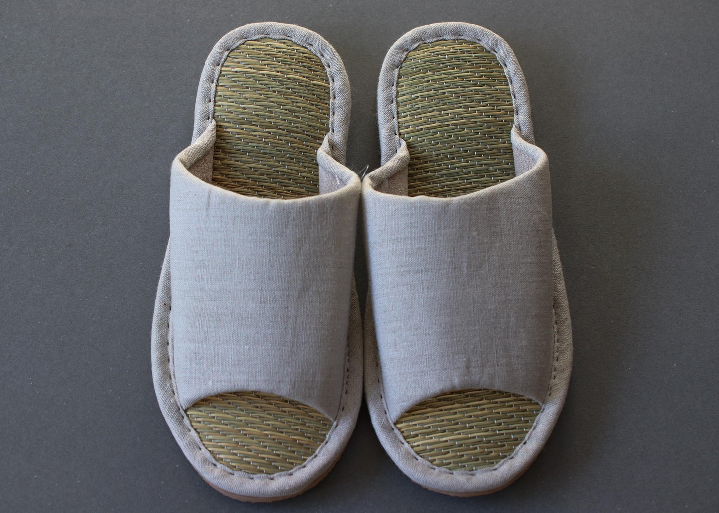 Japanese Igusa Slippers XL / Natural Tatami Sandals / Breathable Summer House Shoes / Anti-Slip EVA Sole