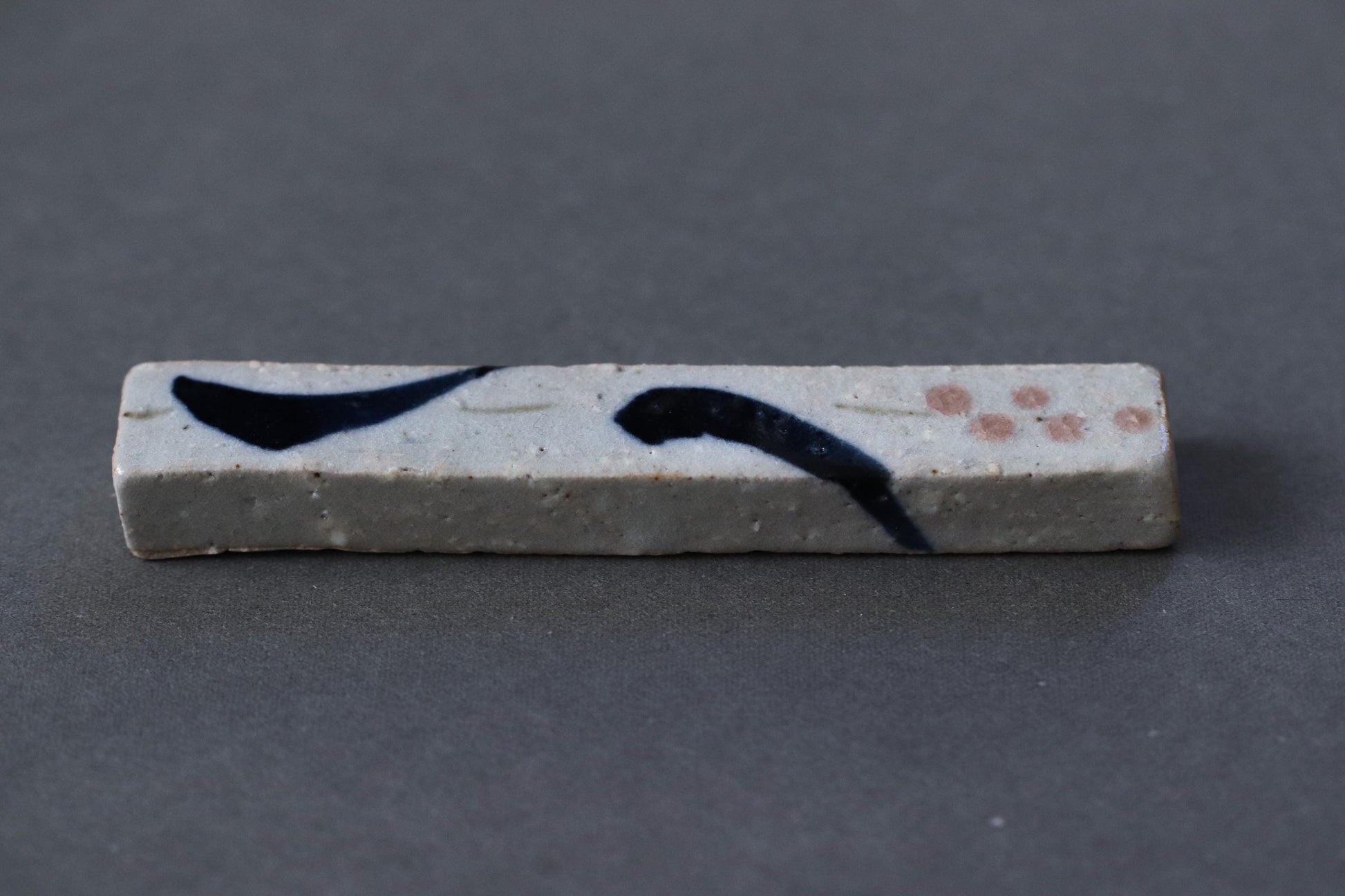 Japanese Ceramic Cutlery Rest | Handmade Studio Pottery from Japan | Minimalist Tableware, Long Rectangular Utensil Rest