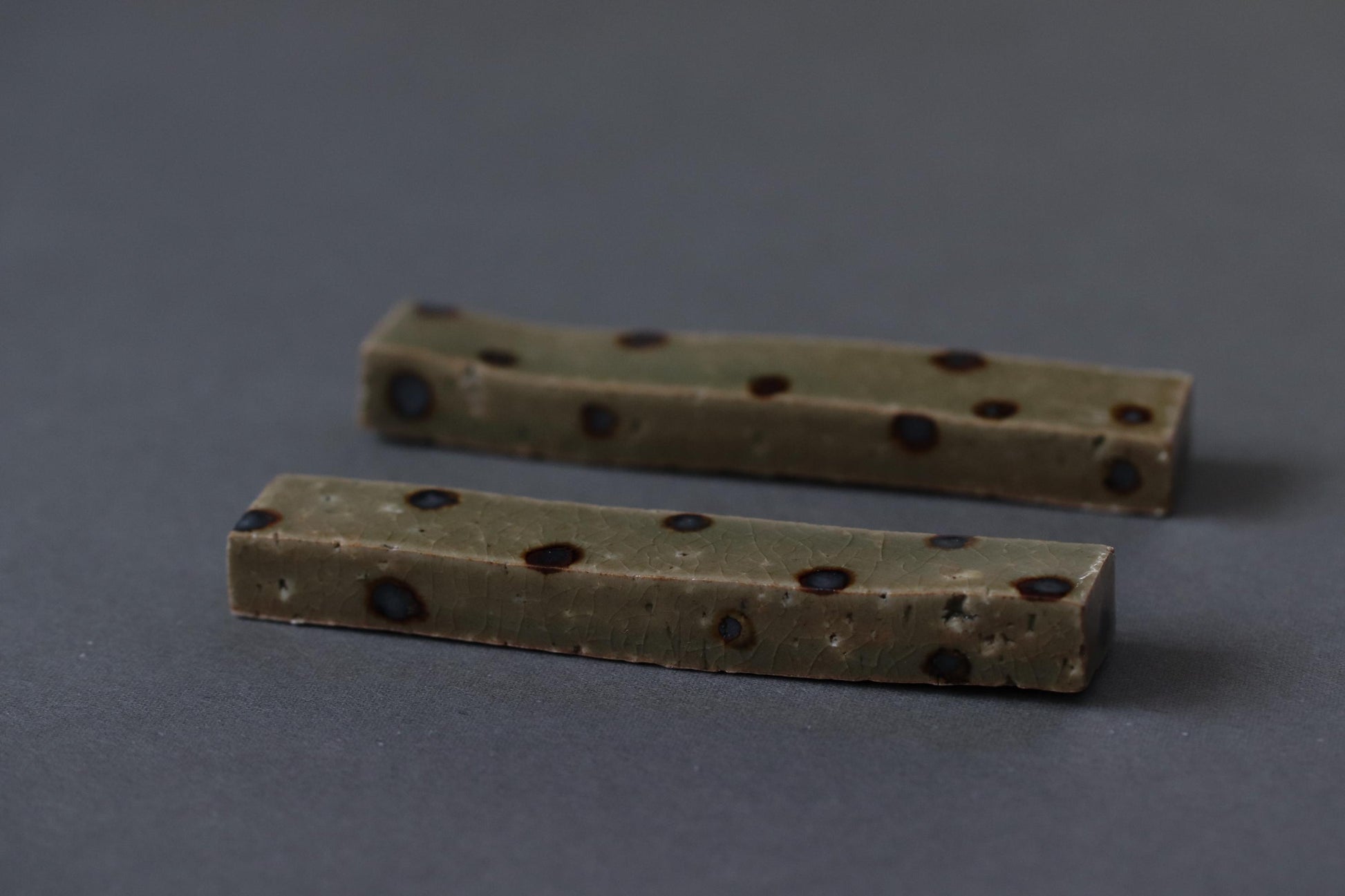 Japanese Ceramic Cutlery Rest | Handmade Studio Pottery from Japan | Minimalist Tableware, Long Rectangular Utensil Rest