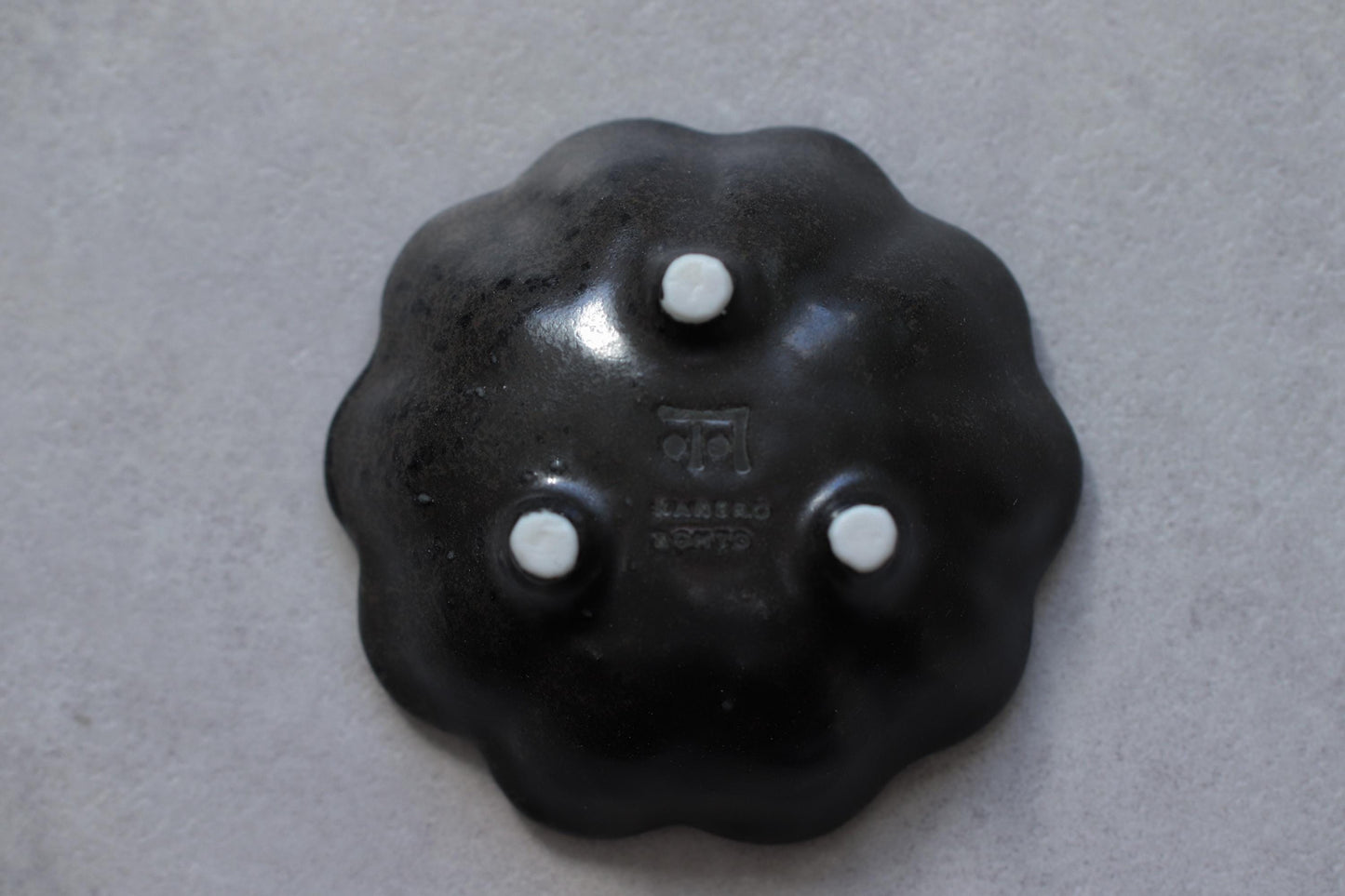 Black Rinka Flower Bowl | Japanese Ceramic Bowl | Small 8cm / Large 12cm | Wabi-Sabi Minimalist Tableware | Made in Toki Gifu Japan