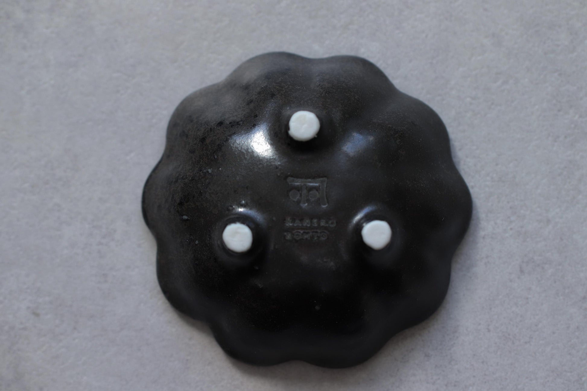 Black Rinka Flower Bowl | Japanese Ceramic Bowl | Small 8cm / Large 12cm | Wabi-Sabi Minimalist Tableware | Made in Toki Gifu Japan