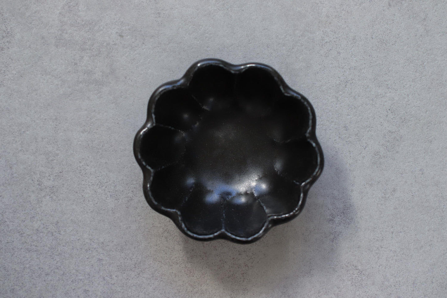 Black Rinka Flower Bowl | Japanese Ceramic Bowl | Small 8cm / Large 12cm | Wabi-Sabi Minimalist Tableware | Made in Toki Gifu Japan