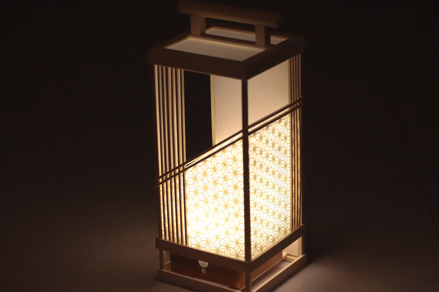 Japanese Asanoha Lantern – Handmade Hinoki & Washi Table Lamp | LED Sensor Light | Wabi-Sabi Japanese Decor