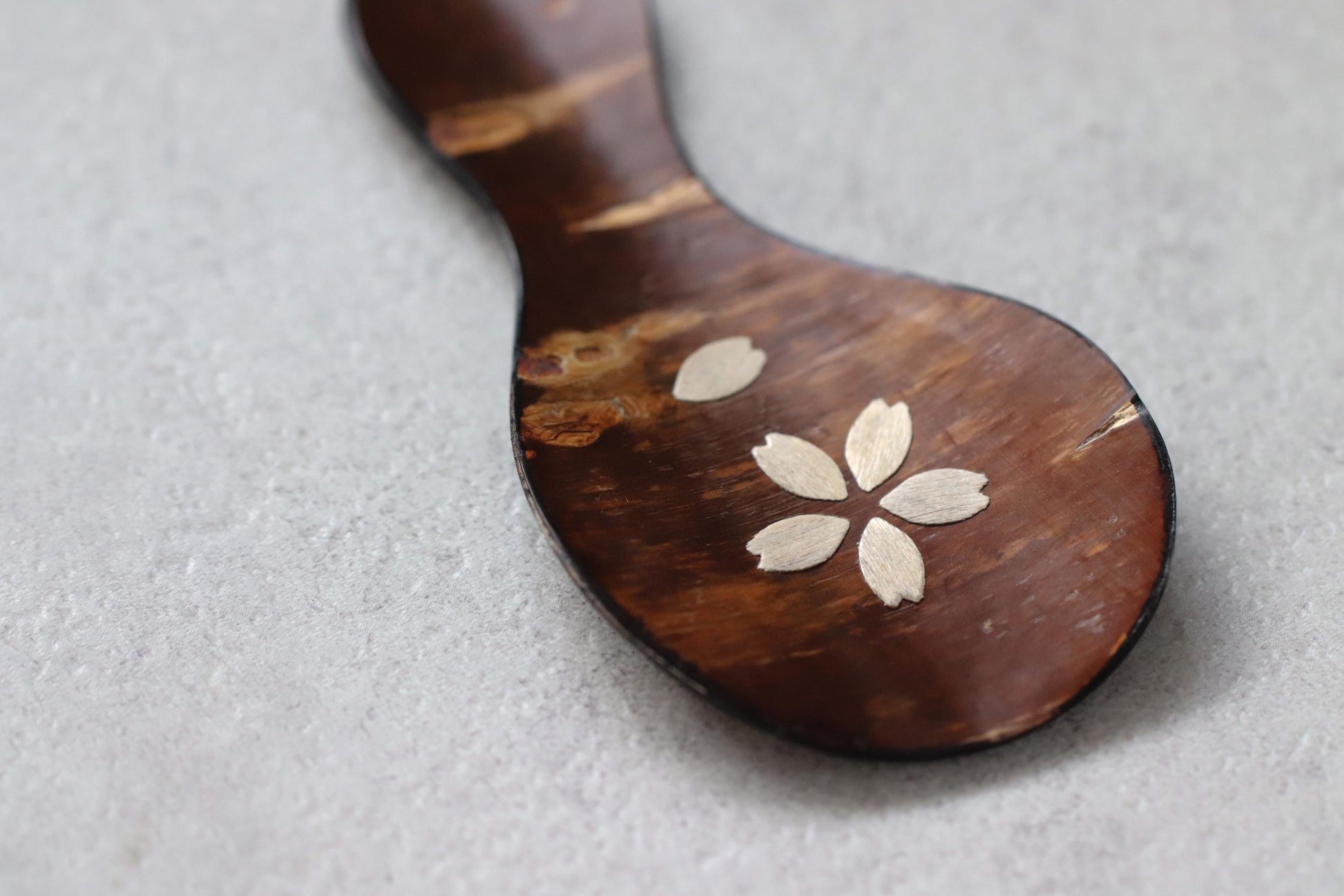 Japanese Cherry Bark Tea Scoop | Sakura Inlay Tea Spoon | Handmade Japanese Tea Utensil | Wooden Matcha Scoop | Zen Tea Gift