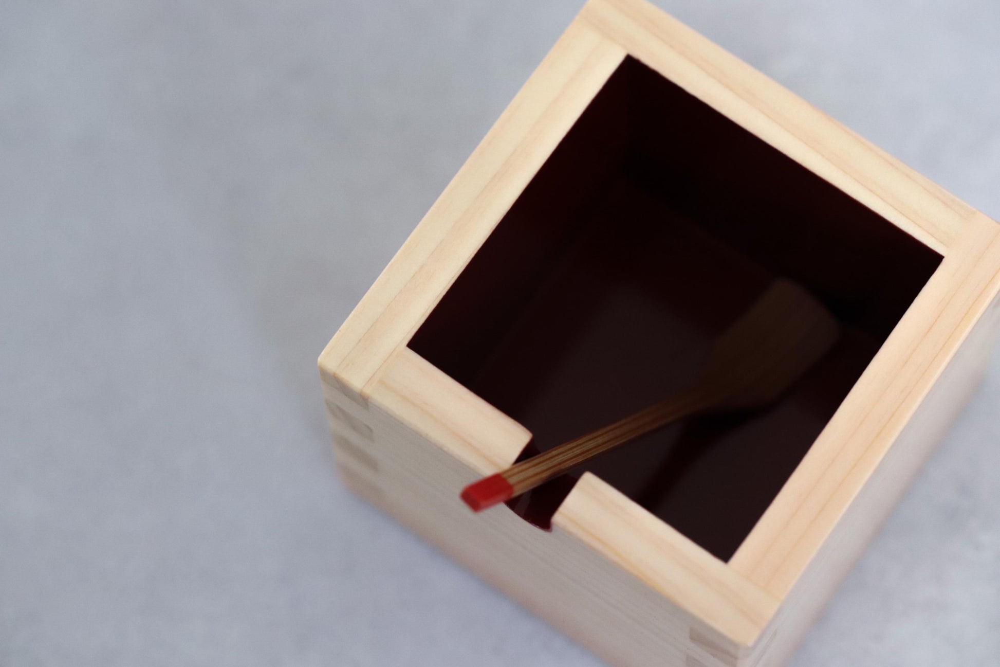 Japanese Hinoki Masu Condiment Box with Bamboo Spoon Wooden Spice Container Made in Japan