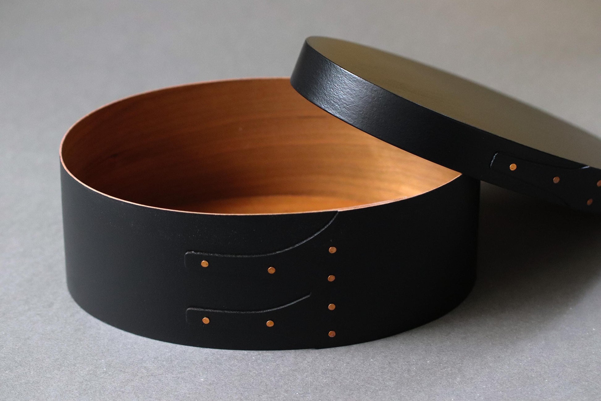Shaker Oval Box S Black, Cherry Wood Storage Box, Minimalist Wooden Organizer, Wabi Sabi Home Decor