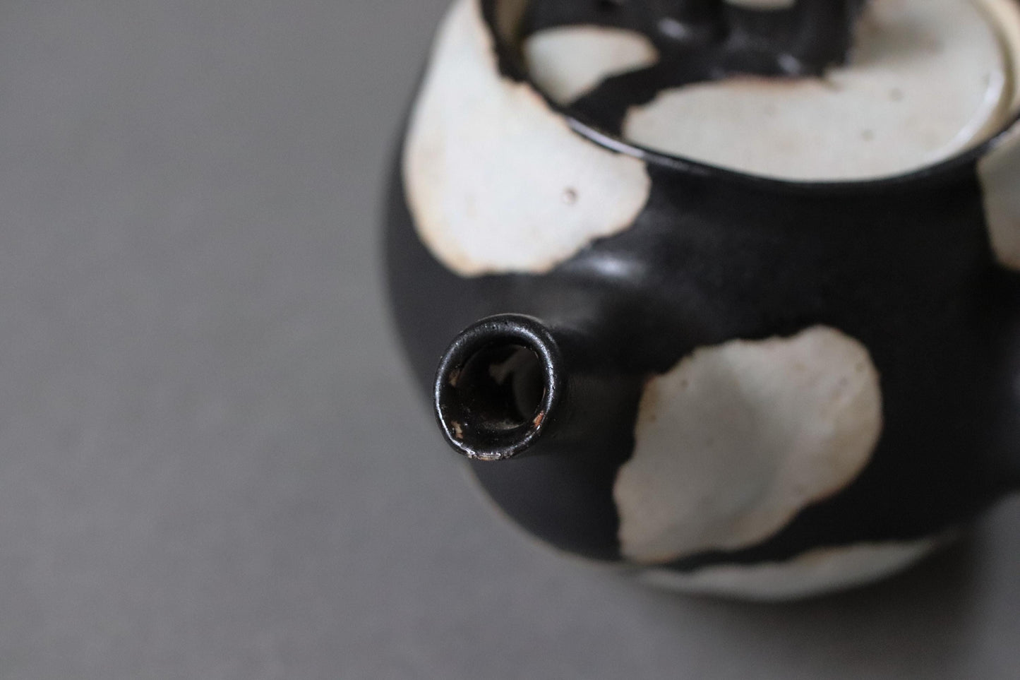 Japanese Studio Pottery Teapot, Artist Made Kyusu, Black and White Ceramic Teapot, Wabi Sabi Tea Ware, Vintage Deadstock