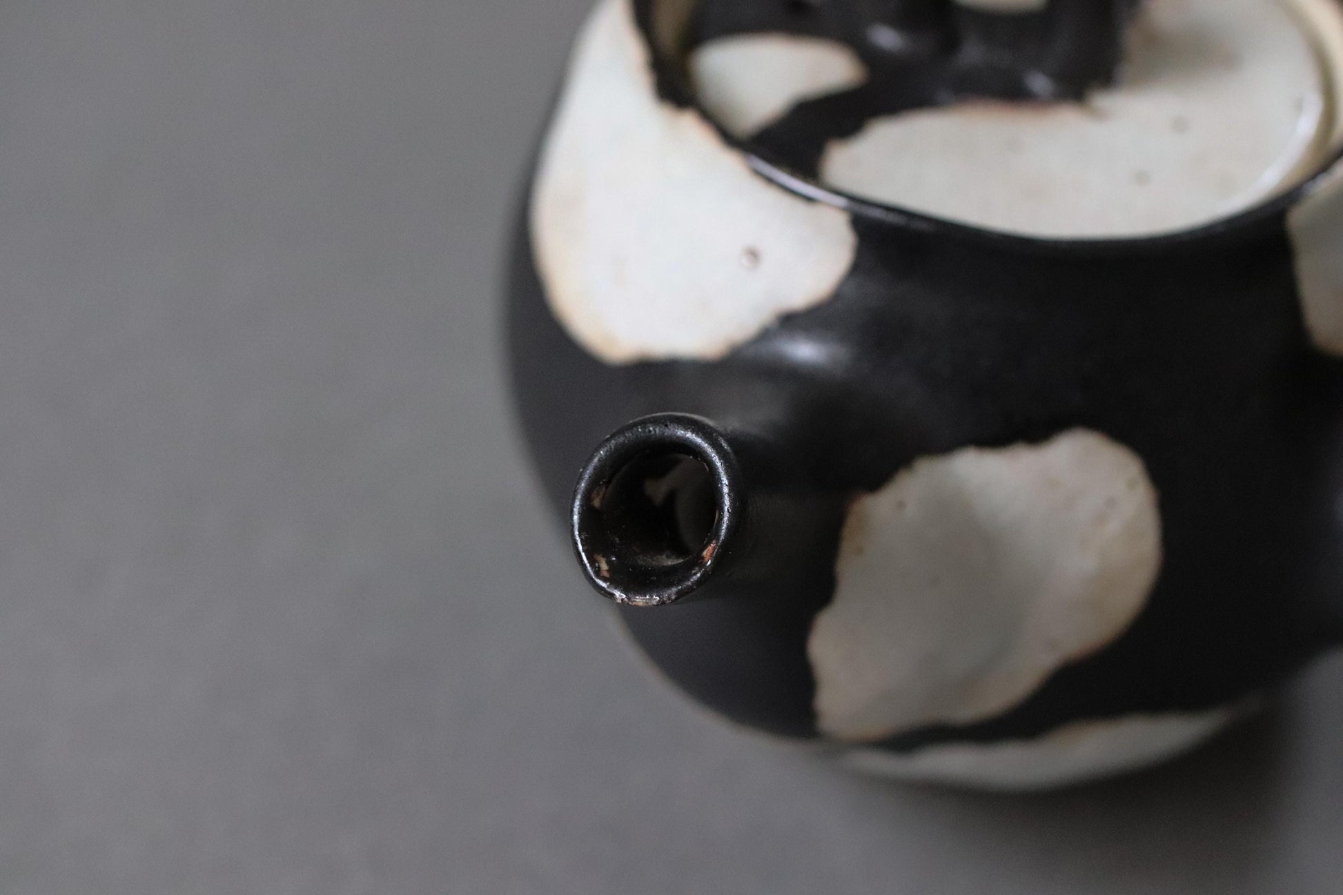 Japanese Studio Pottery Teapot, Artist Made Kyusu, Black and White Ceramic Teapot, Wabi Sabi Tea Ware, Vintage Deadstock