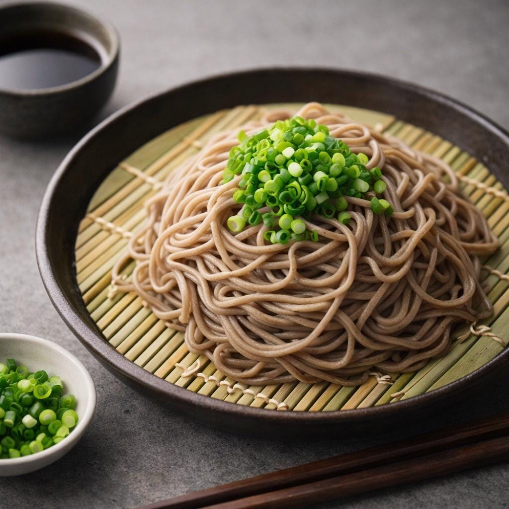 Soba Kit – Japanese Buckwheat Noodle Set | 3 Servings |Traditional 80% Soba | Bamboo Zaru, Soup Base, Dried Organic Green Onion, Recipe Card