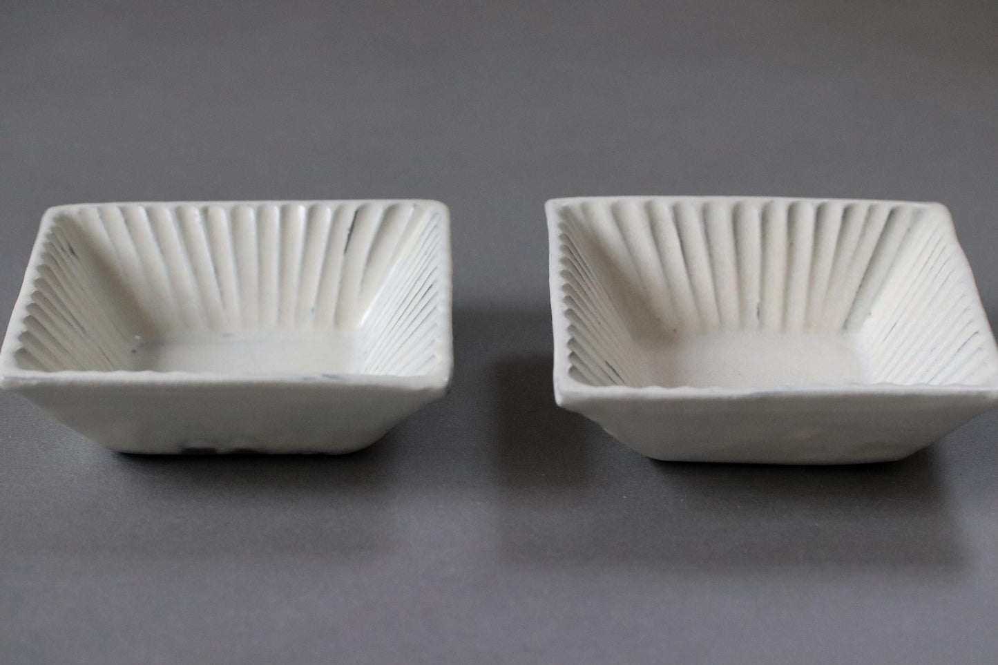 Set of 2 – Mashiko-yaki Square Plates by Naoki Yoshizawa | Discontinued Japanese Ceramic | White Glazed Artisan Dish | Wabi-Sabi Tableware
