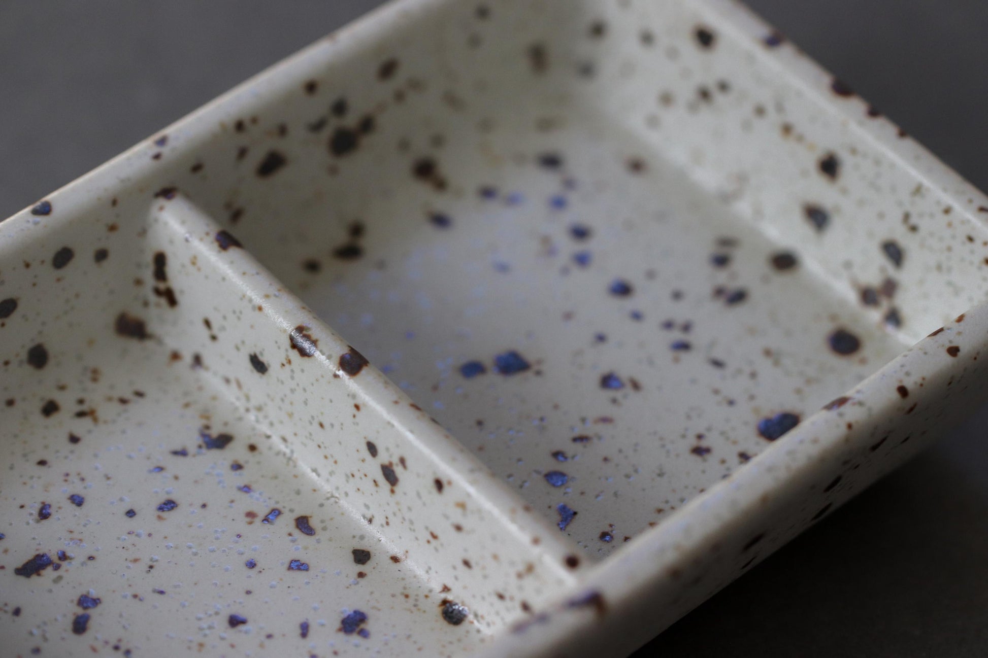 Japanese Mino Ware 3-Compartment Dish | Minimal White Speckled Plate | Made in Japan