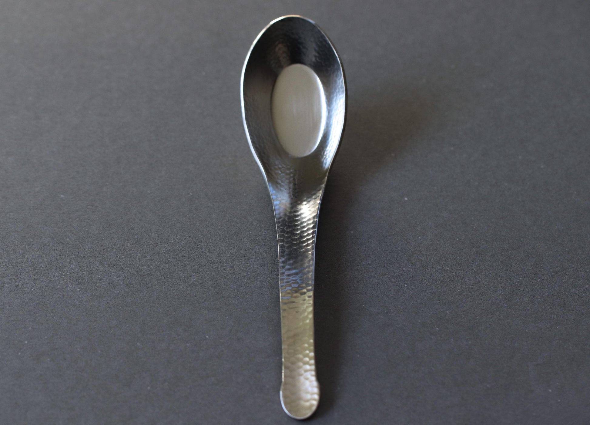 Japanese Stainless Steel Ramen Spoon, Hammered Finish Chinese Soup Spoon, Tsubame Sanjo Made Kitchen Utensil, Modern Wabi Sabi Cutlery