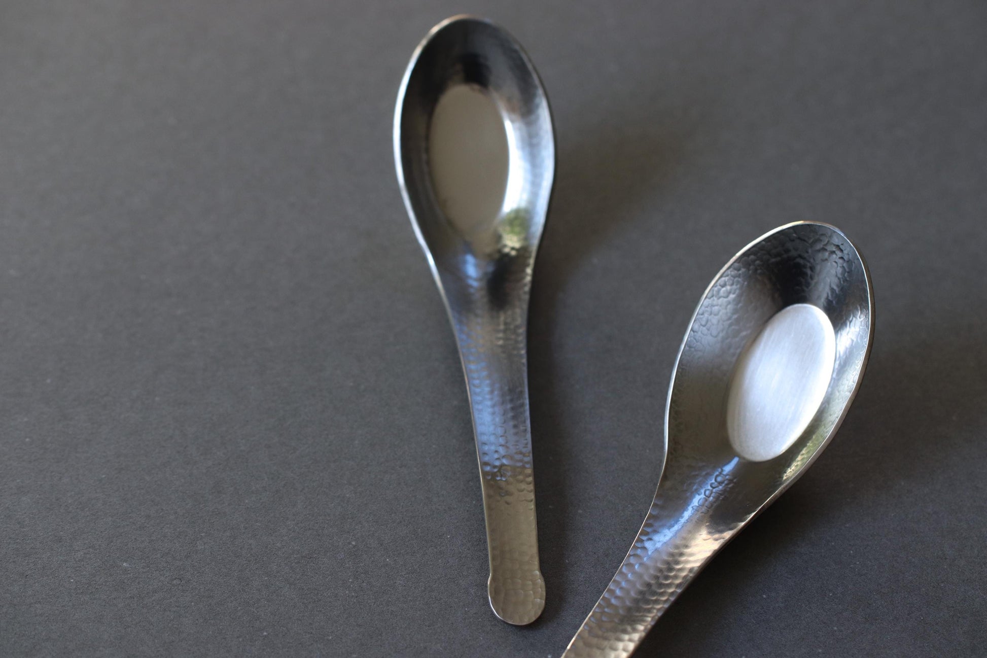 Japanese Stainless Steel Ramen Spoon, Hammered Finish Chinese Soup Spoon, Tsubame Sanjo Made Kitchen Utensil, Modern Wabi Sabi Cutlery
