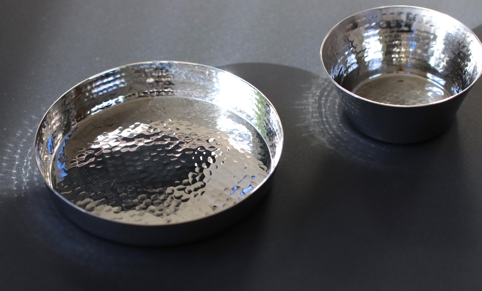 Hammered Stainless Steel Tray Small Serving Dish Minimal Modern Tableware Stylish Entertaining Tray