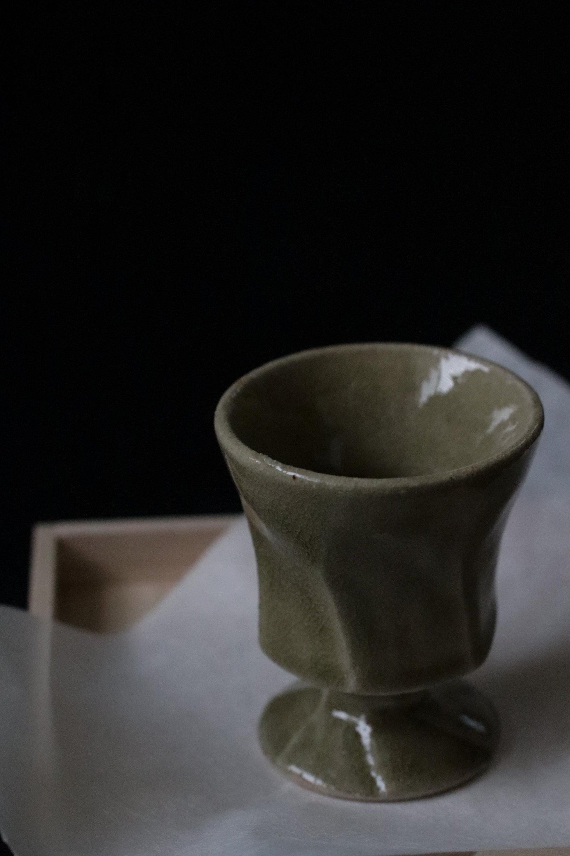 Japanese Studio Pottery Cup, Artist Made Small Vessel, Wabi Sabi Ceramic Cup, Handmade Stoneware, Vintage Stock