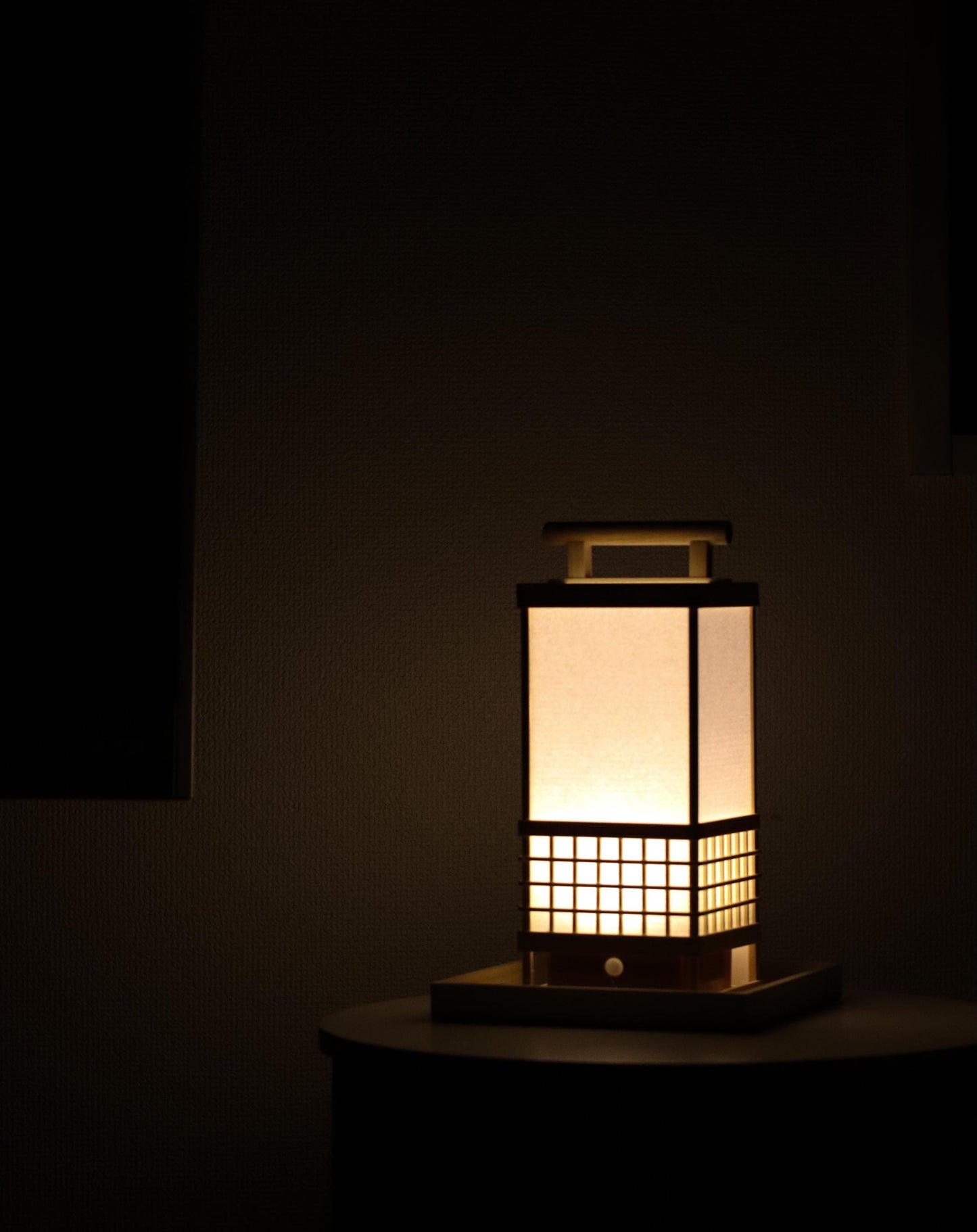 Japanese Hinoki & Washi Lantern Lamp | Motion Sensor LED Night Light | Handmade Wooden Table Lamp | Minimalist Japanese Decor Gift