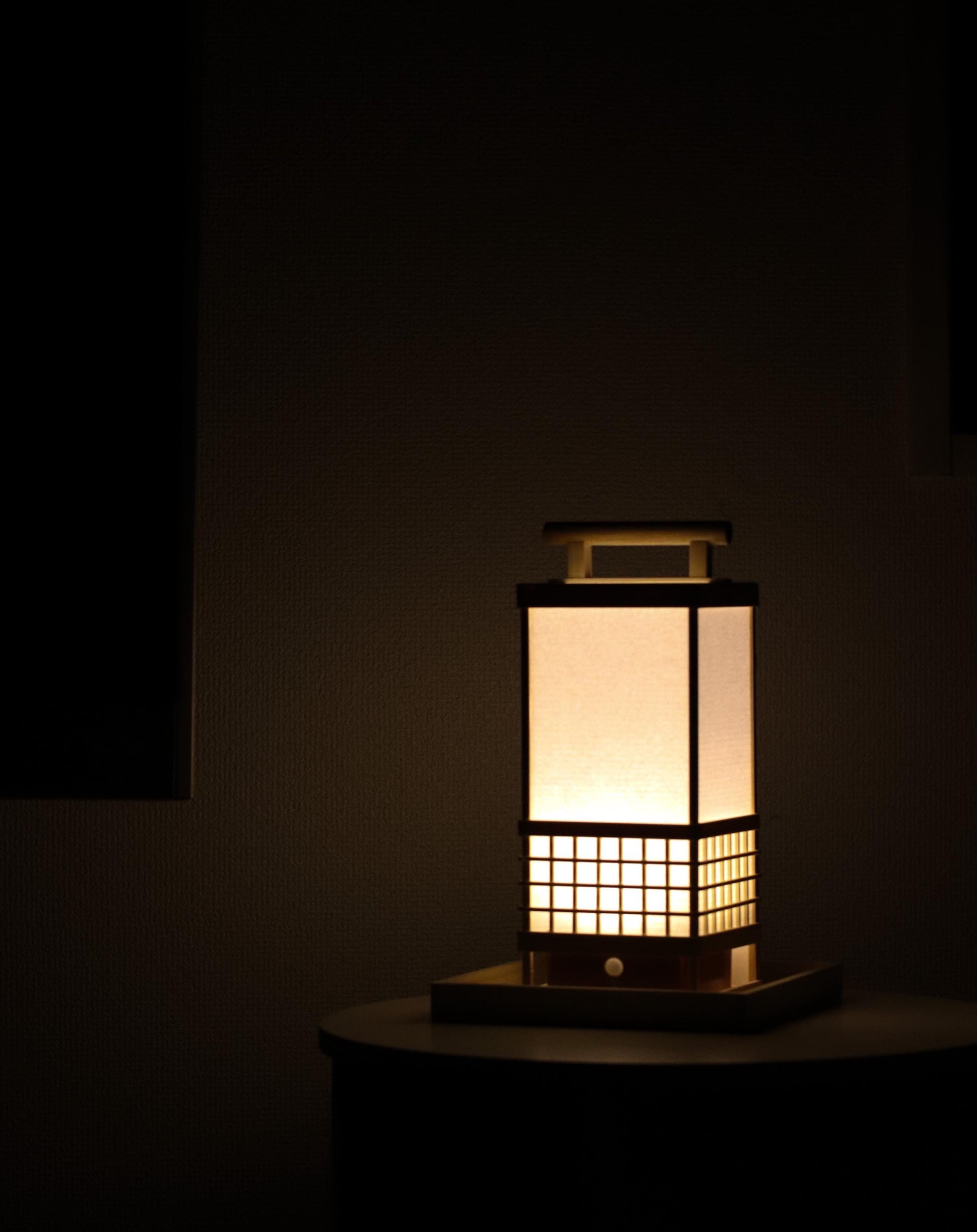 Japanese Hinoki & Washi Lantern Lamp | Motion Sensor LED Night Light | Handmade Wooden Table Lamp | Minimalist Japanese Decor Gift